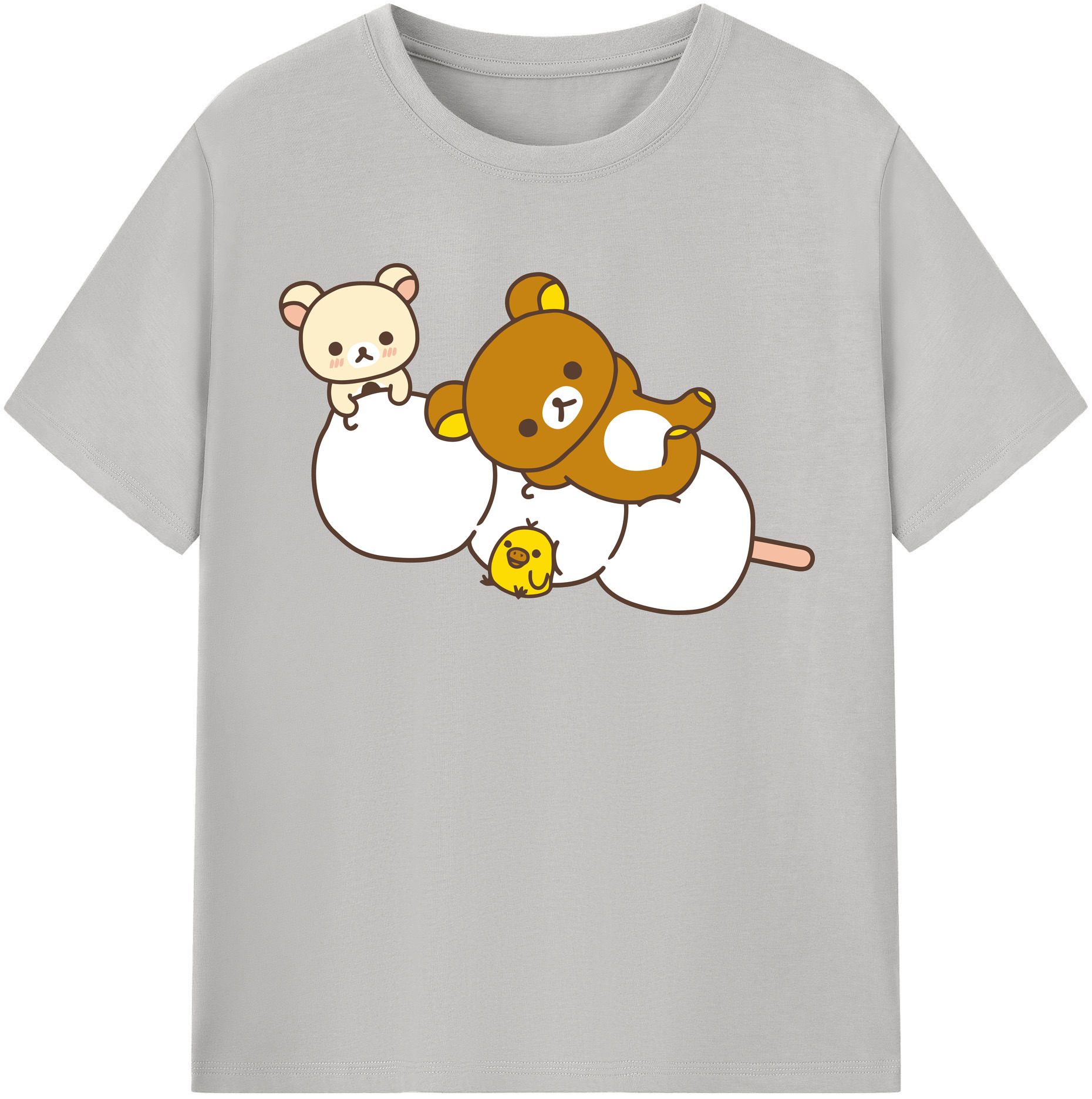 （画像用） リラックマ リラックマ キイロイトリ Rilakkuma Korilakkuma Kiiroitori 綿100％半袖Tシャツ（フロントプリント）