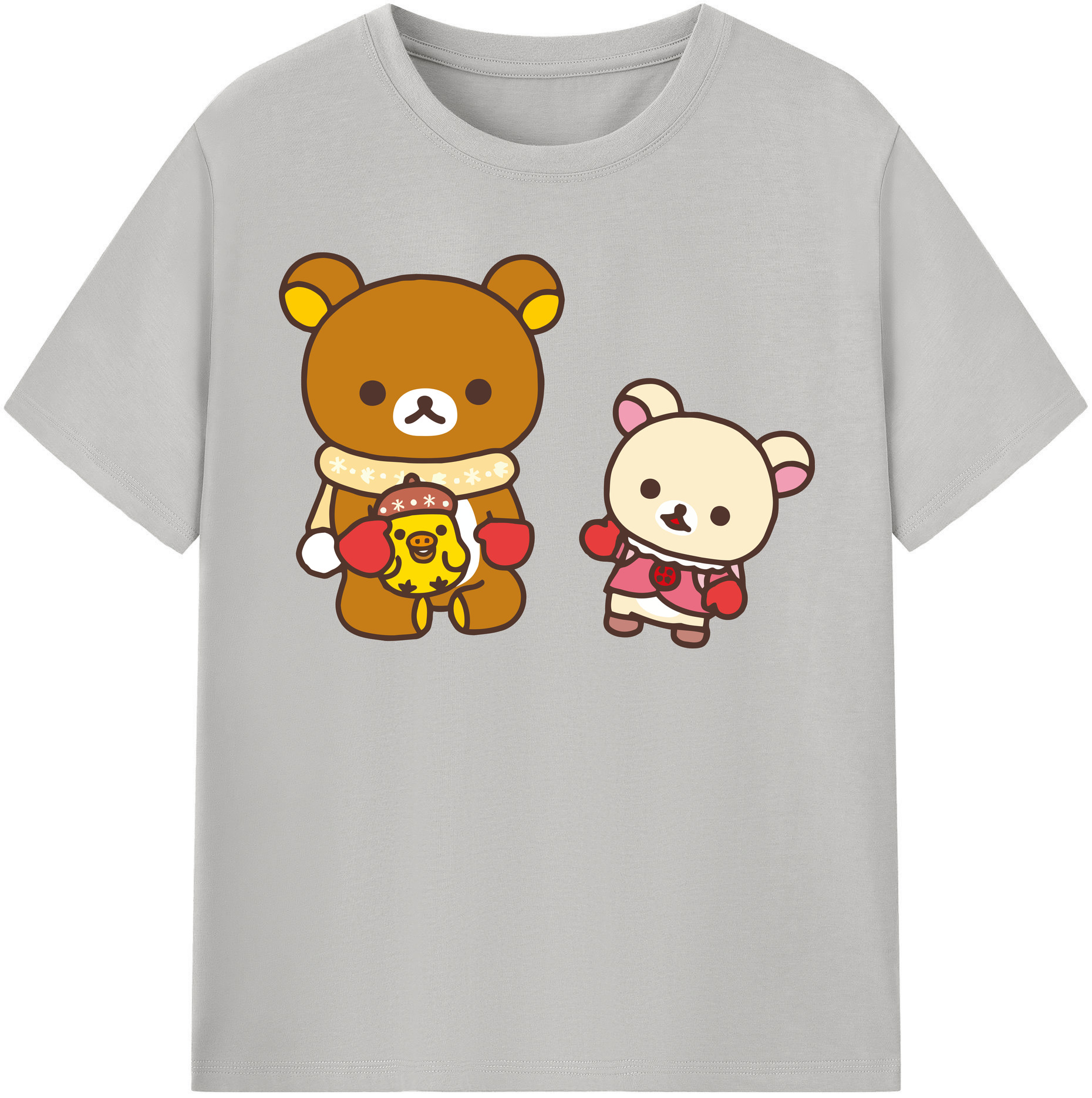（画像用） リラックマ リラックマ キイロイトリ Rilakkuma Korilakkuma Kiiroitori 綿100％半袖Tシャツ（フロントプリント）