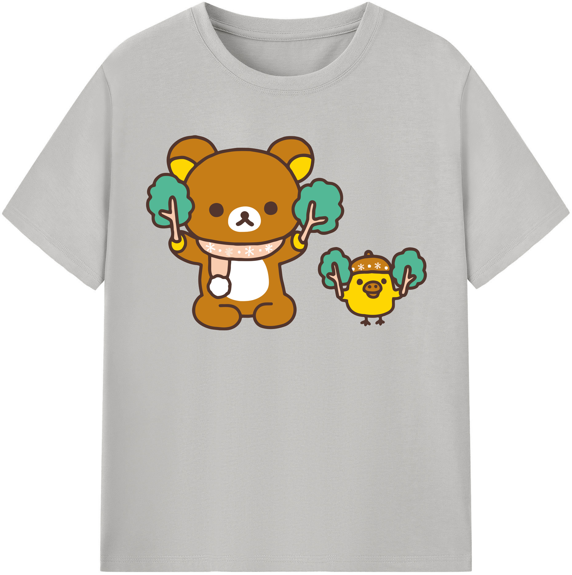 （画像用） リラックマ リラックマ キイロイトリ Rilakkuma Korilakkuma Kiiroitori 綿100％半袖Tシャツ（フロントプリント）