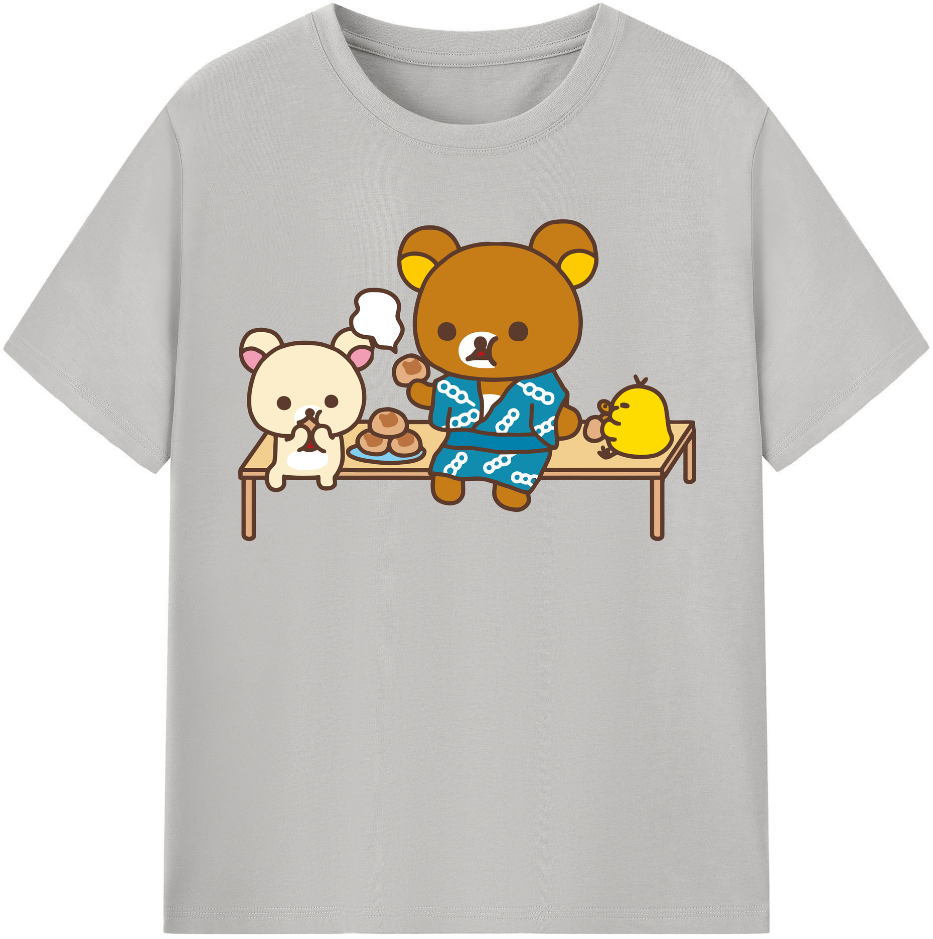 （画像用） リラックマ リラックマ キイロイトリ Rilakkuma Korilakkuma Kiiroitori 綿100％半袖Tシャツ（フロントプリント）