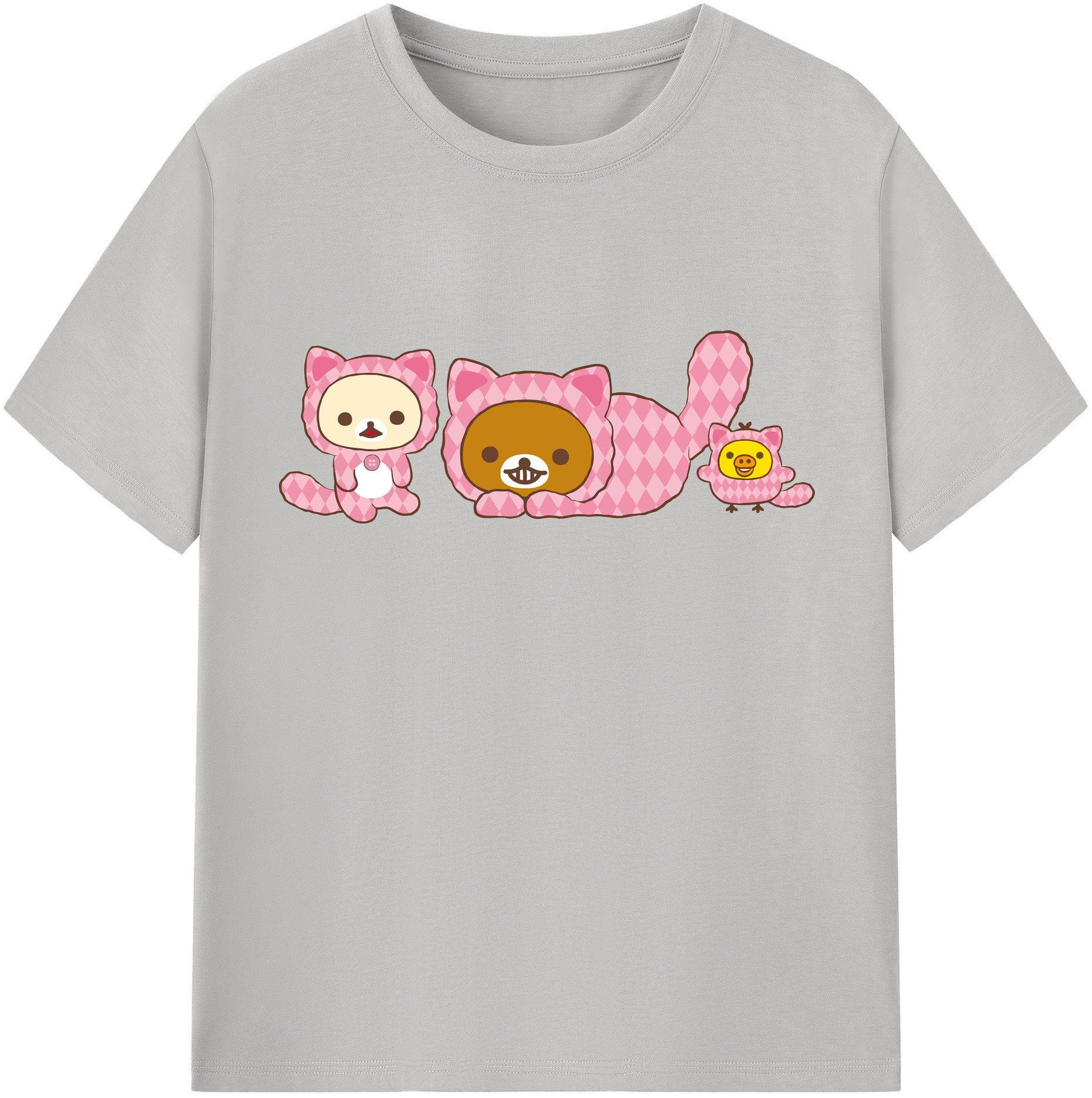 （画像用） リラックマ リラックマ キイロイトリ Rilakkuma Korilakkuma Kiiroitori 綿100％半袖Tシャツ（フロントプリント）