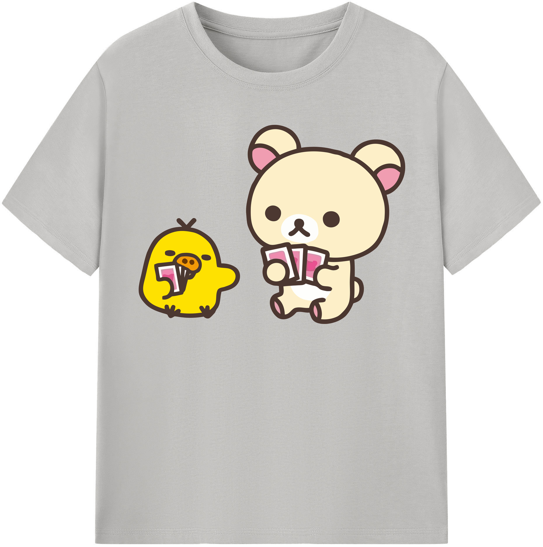 （画像用） リラックマ リラックマ キイロイトリ Rilakkuma Korilakkuma Kiiroitori 綿100％半袖Tシャツ（フロントプリント）