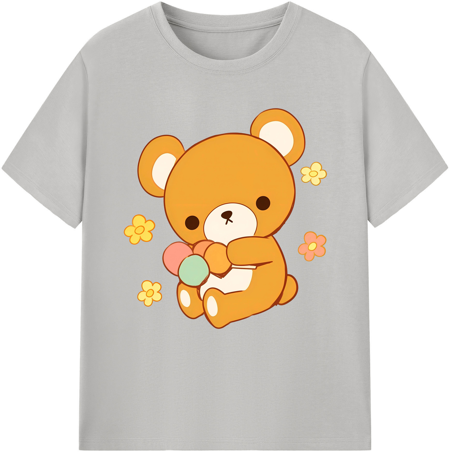 （画像用） リラックマ リラックマ キイロイトリ Rilakkuma Korilakkuma Kiiroitori 綿100％半袖Tシャツ（フロントプリント）