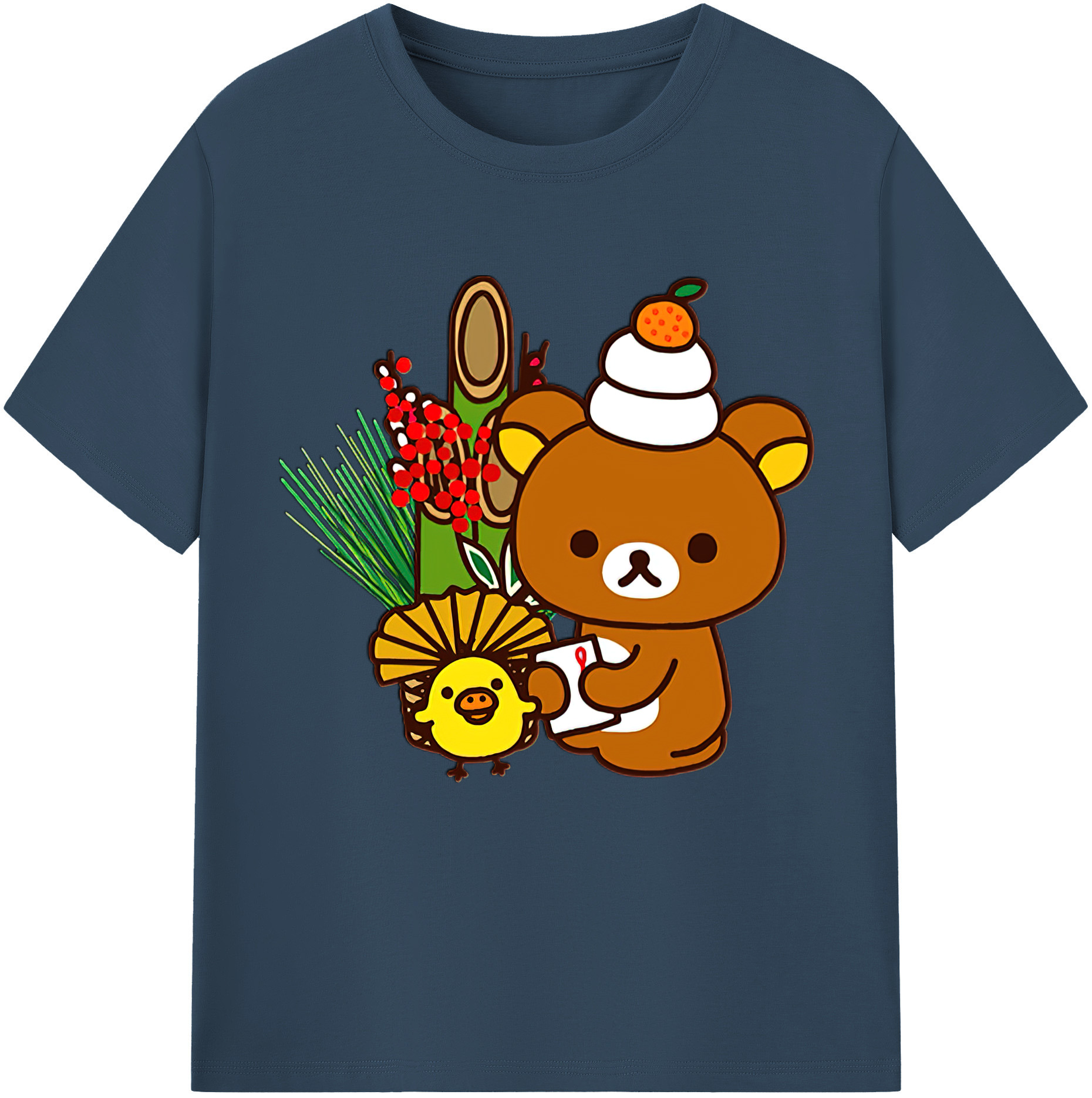 （画像用） リラックマ リラックマ キイロイトリ Rilakkuma Korilakkuma Kiiroitori 綿100％半袖Tシャツ（フロントプリント）