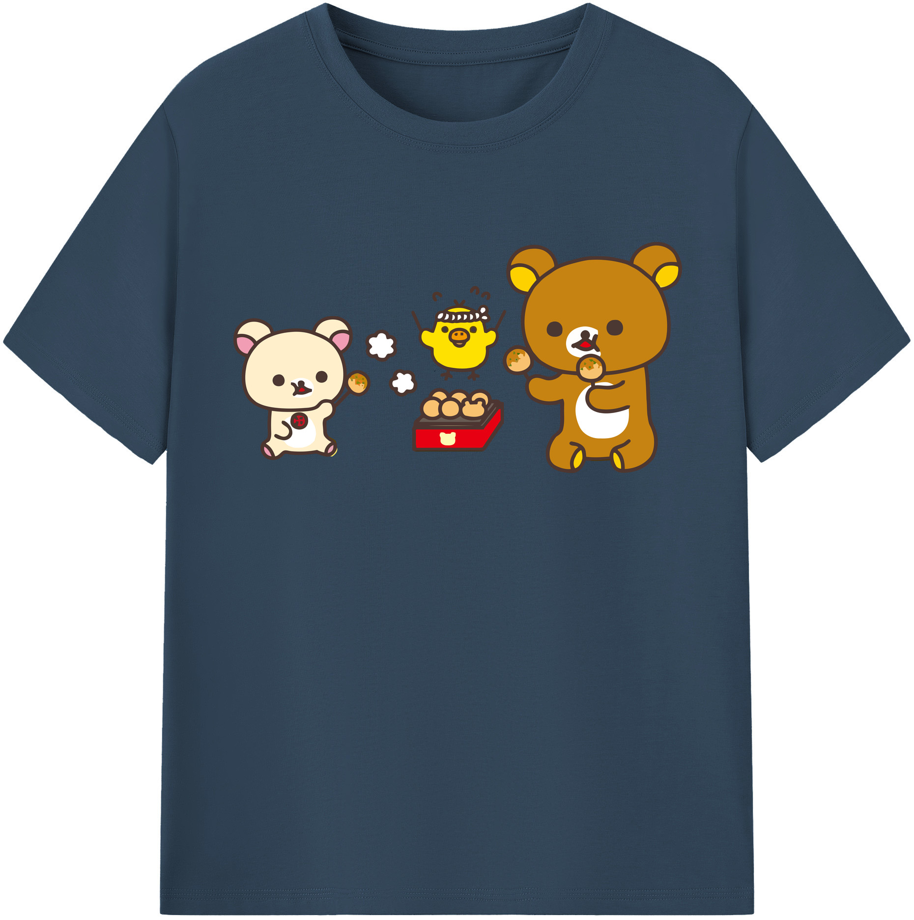 （画像用） リラックマ リラックマ キイロイトリ Rilakkuma Korilakkuma Kiiroitori 綿100％半袖Tシャツ（フロントプリント）