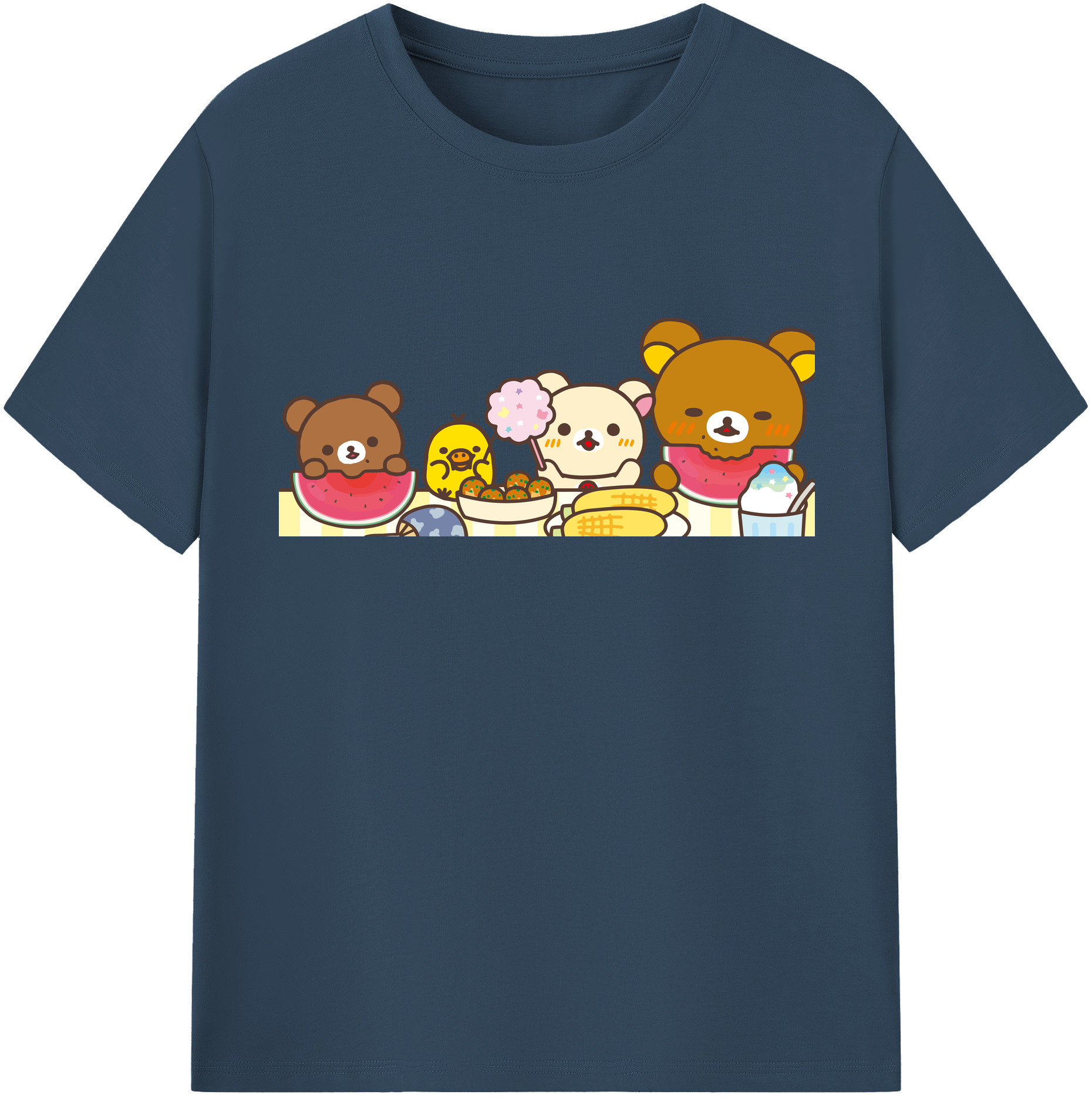 （画像用） リラックマ リラックマ キイロイトリ Rilakkuma Korilakkuma Kiiroitori 綿100％半袖Tシャツ（フロントプリント）