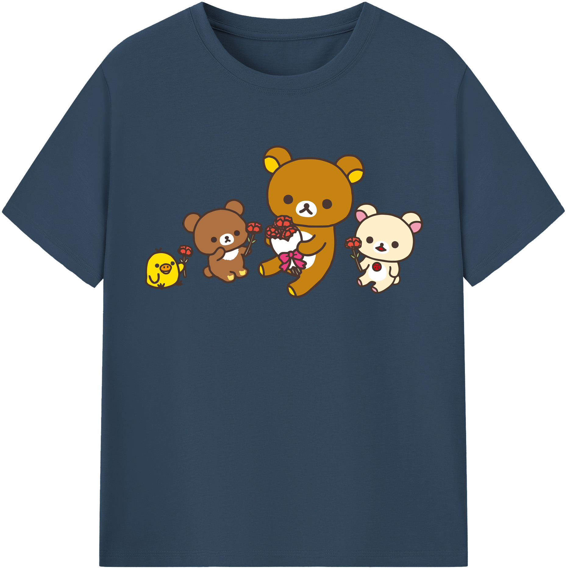 （画像用） リラックマ リラックマ キイロイトリ Rilakkuma Korilakkuma Kiiroitori 綿100％半袖Tシャツ（フロントプリント）