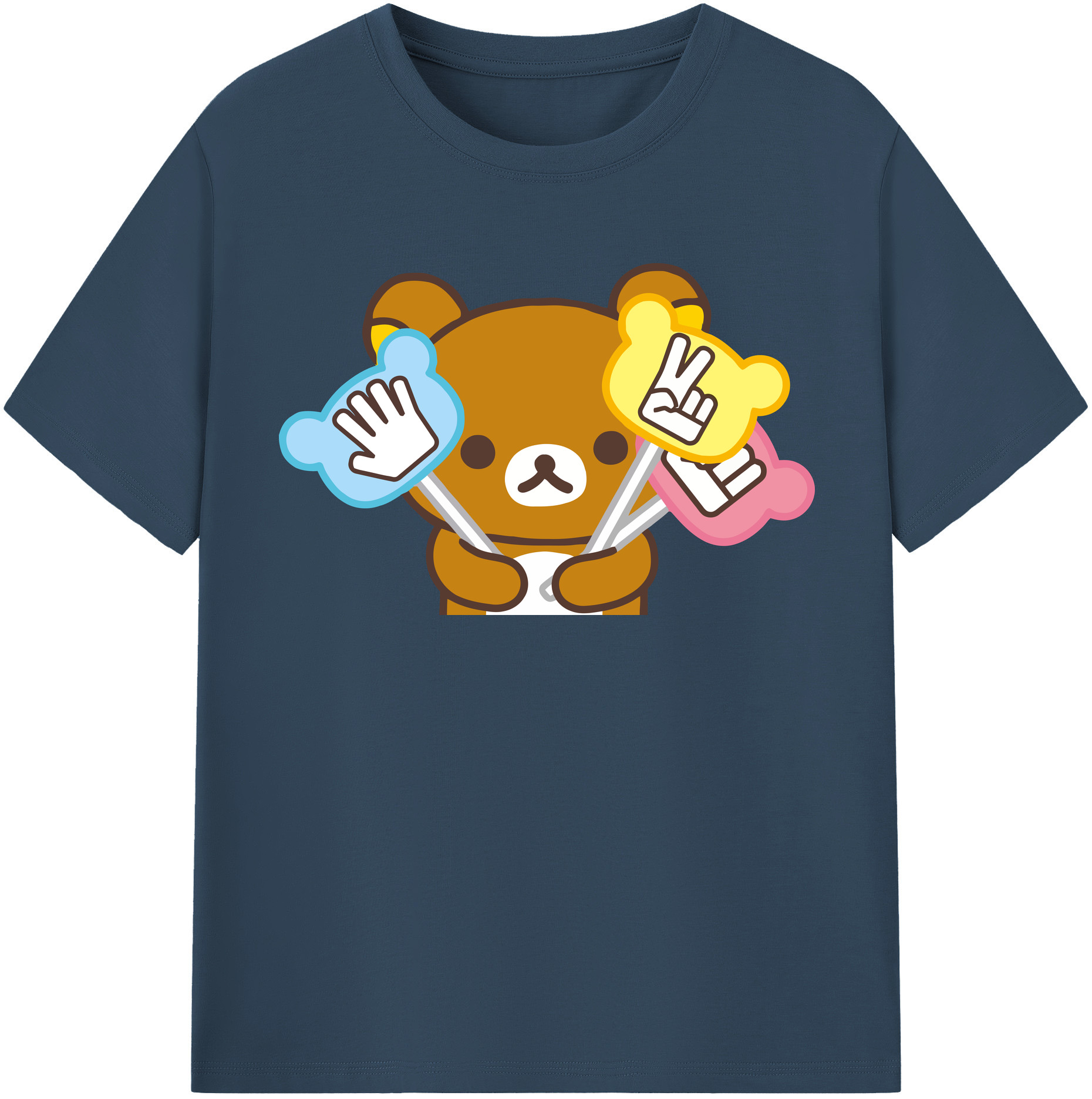 （画像用） リラックマ リラックマ キイロイトリ Rilakkuma Korilakkuma Kiiroitori 綿100％半袖Tシャツ（フロントプリント）