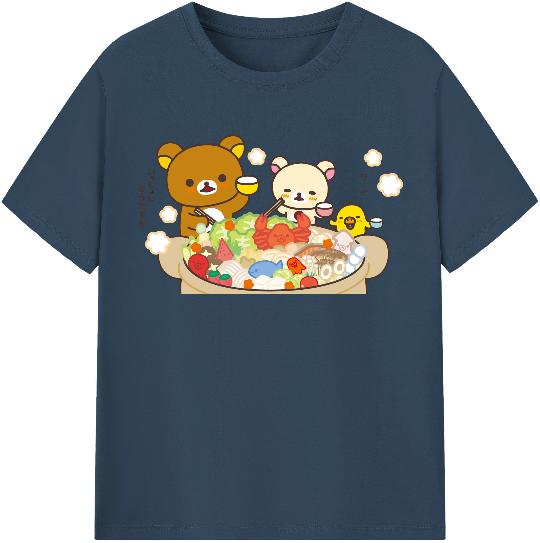 （画像用） リラックマ リラックマ キイロイトリ Rilakkuma Korilakkuma Kiiroitori 綿100％半袖Tシャツ（フロントプリント）