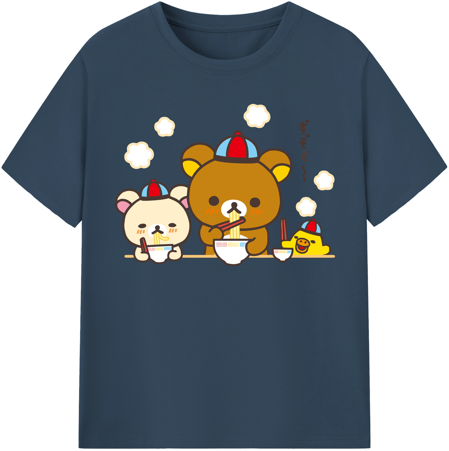 （画像用） リラックマ リラックマ キイロイトリ Rilakkuma Korilakkuma Kiiroitori 綿100％半袖Tシャツ（フロントプリント）