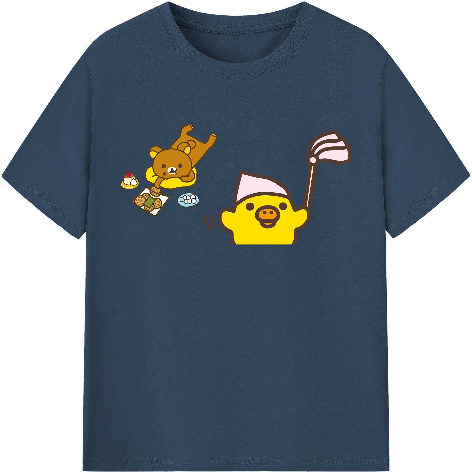 （画像用） リラックマ リラックマ キイロイトリ Rilakkuma Korilakkuma Kiiroitori 綿100％半袖Tシャツ（フロントプリント）