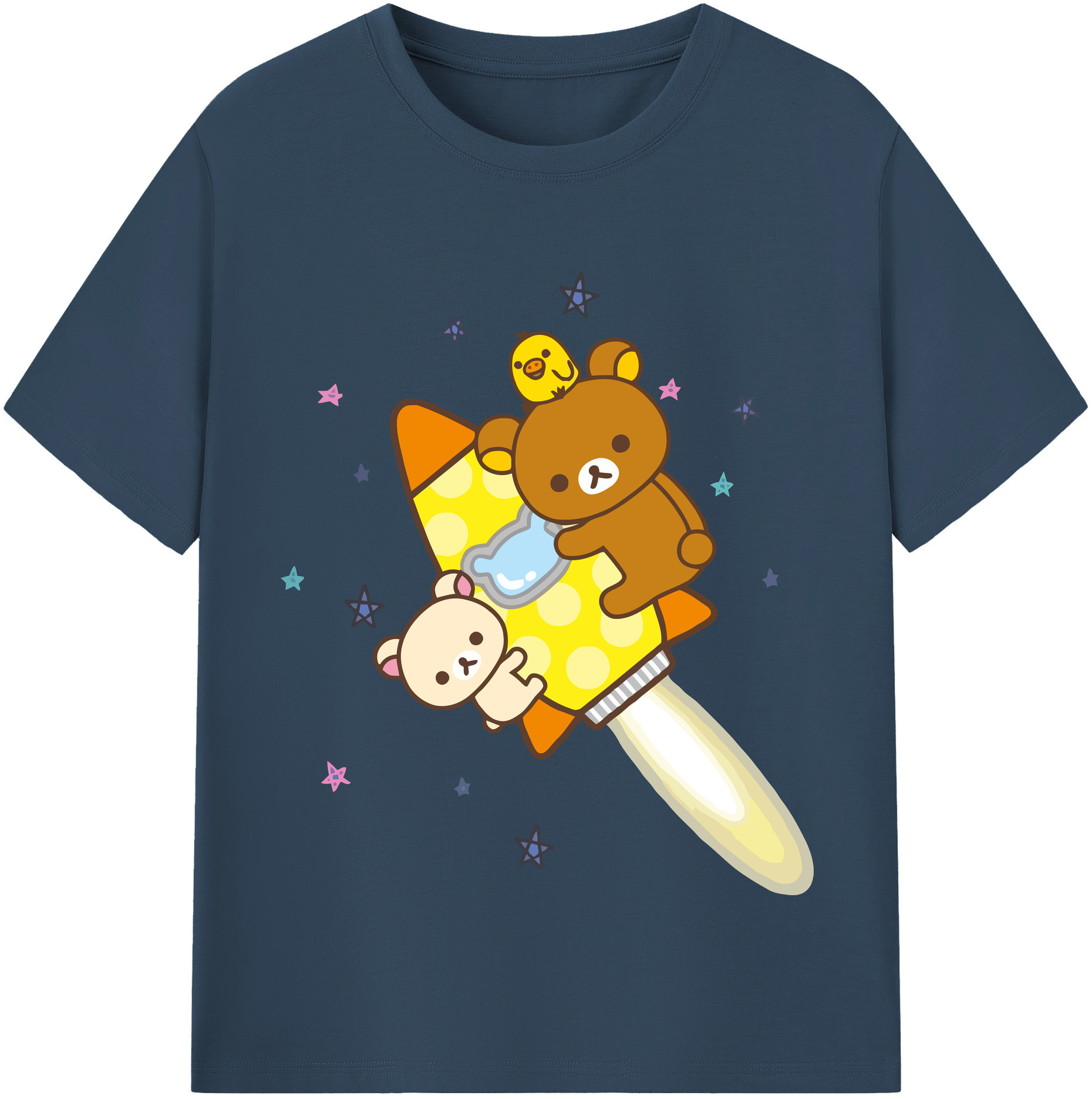 （画像用） リラックマ リラックマ キイロイトリ Rilakkuma Korilakkuma Kiiroitori 綿100％半袖Tシャツ（フロントプリント）