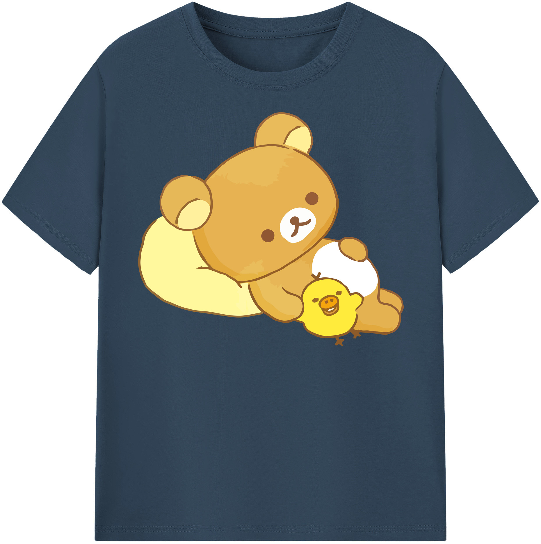 （画像用） リラックマ リラックマ キイロイトリ Rilakkuma Korilakkuma Kiiroitori 綿100％半袖Tシャツ（フロントプリント）