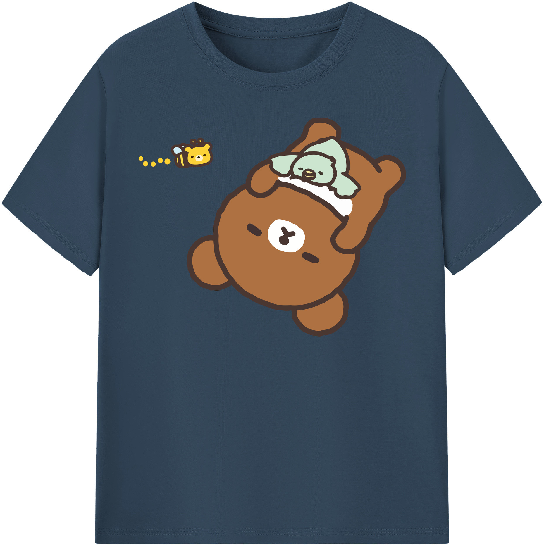 （画像用） リラックマ リラックマ キイロイトリ Rilakkuma Korilakkuma Kiiroitori 綿100％半袖Tシャツ（フロントプリント）