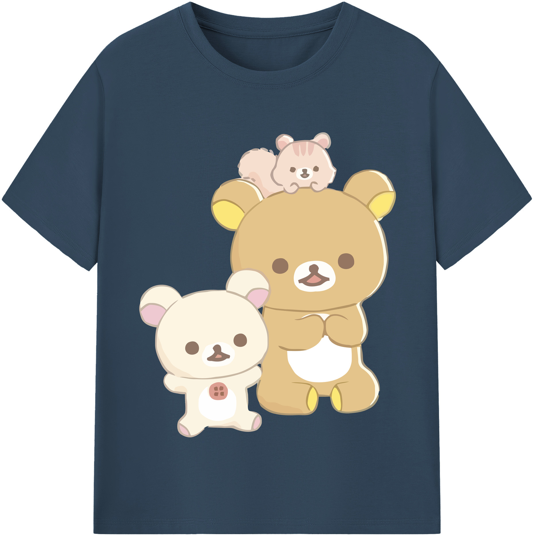 （画像用） リラックマ リラックマ キイロイトリ Rilakkuma Korilakkuma Kiiroitori 綿100％半袖Tシャツ（フロントプリント）