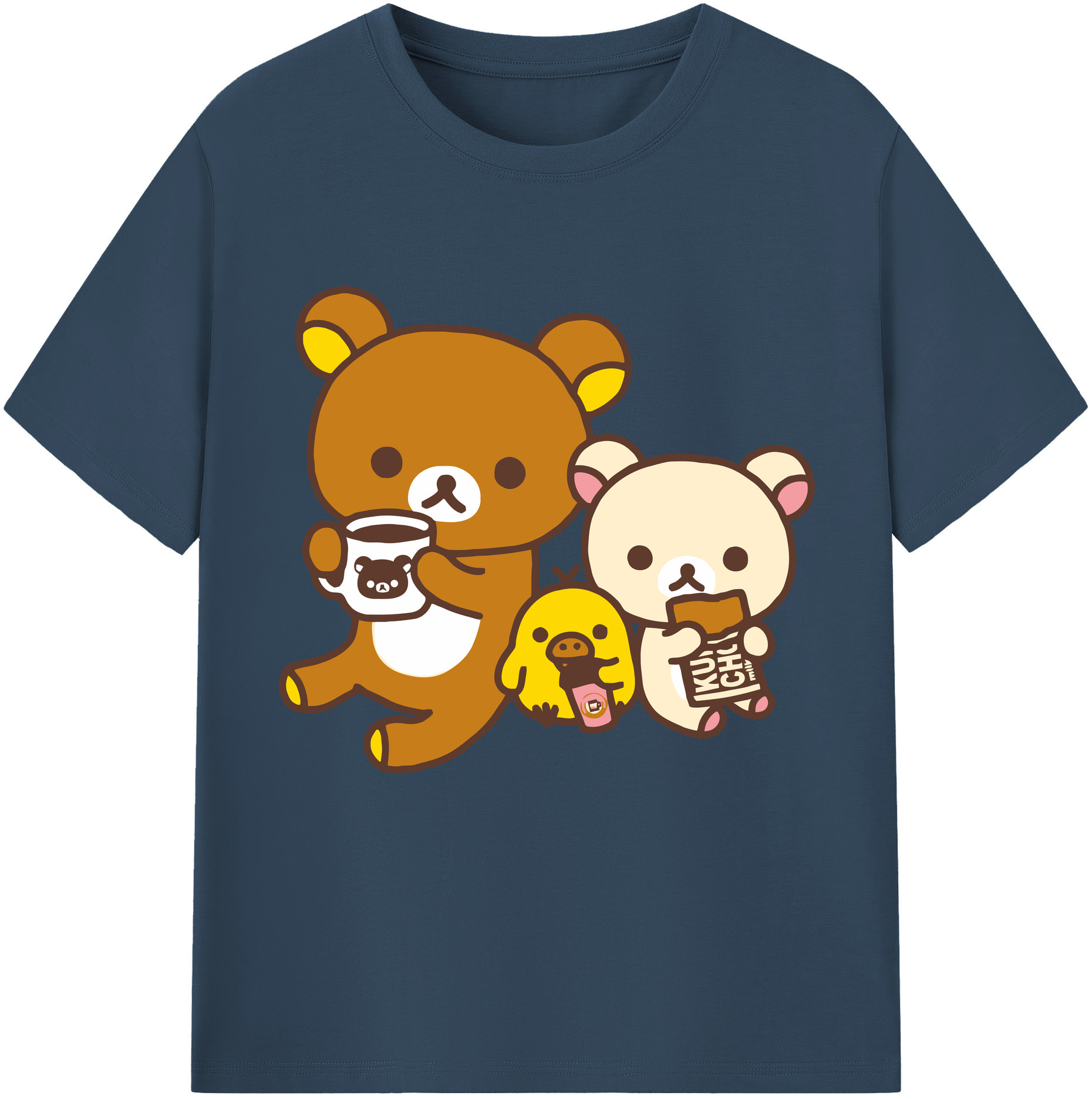 （画像用） リラックマ リラックマ キイロイトリ Rilakkuma Korilakkuma Kiiroitori 綿100％半袖Tシャツ（フロントプリント）