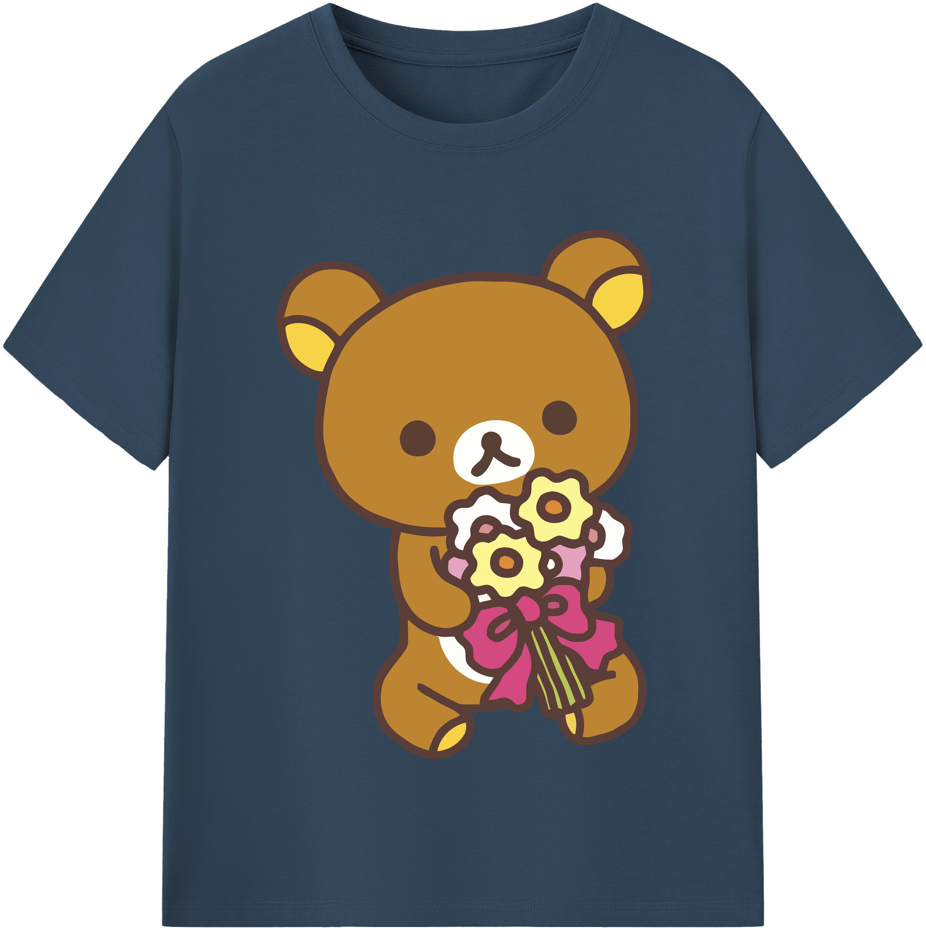 （画像用） リラックマ リラックマ キイロイトリ Rilakkuma Korilakkuma Kiiroitori 綿100％半袖Tシャツ（フロントプリント）
