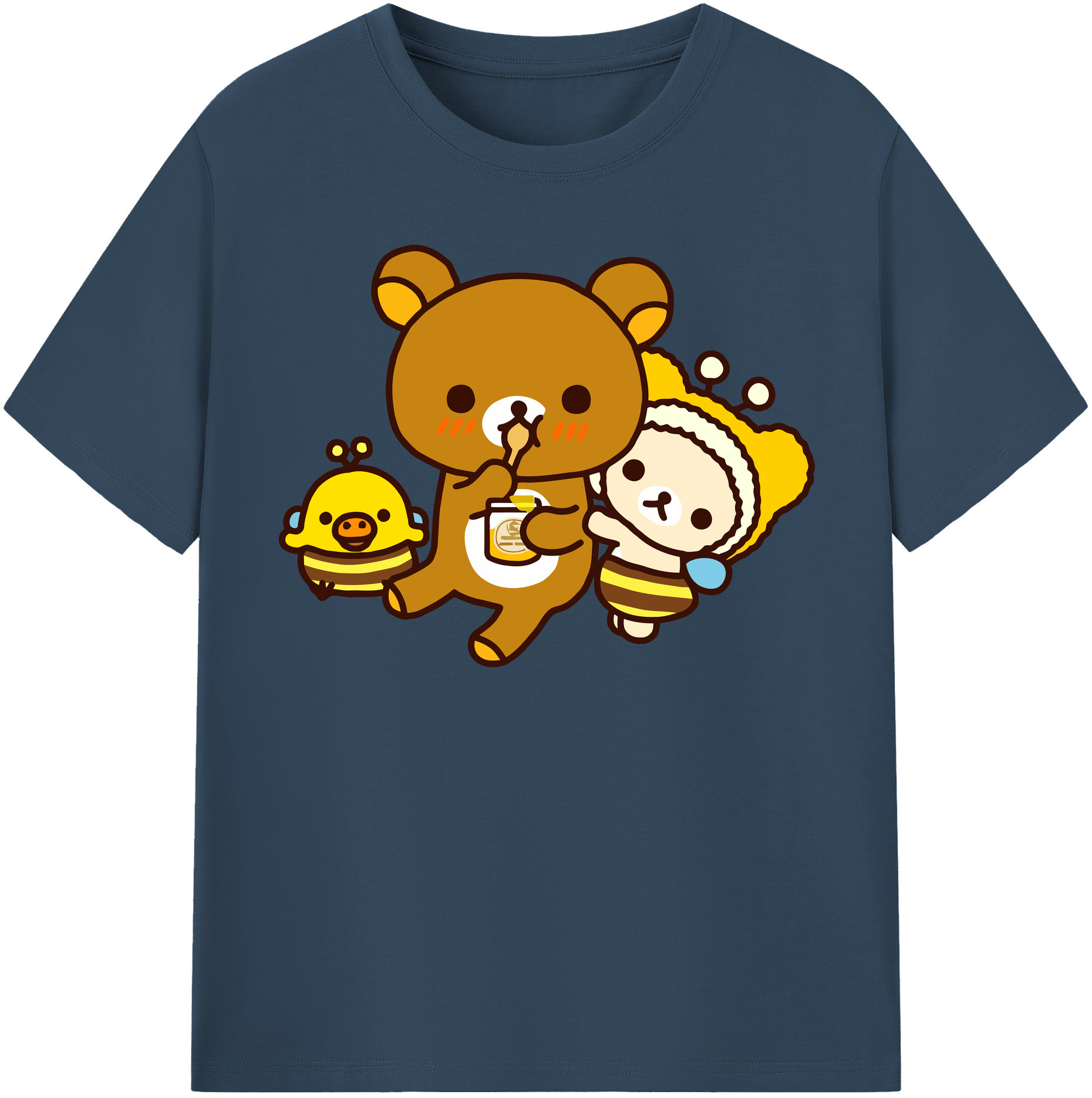 （画像用） リラックマ リラックマ キイロイトリ Rilakkuma Korilakkuma Kiiroitori 綿100％半袖Tシャツ（フロントプリント）