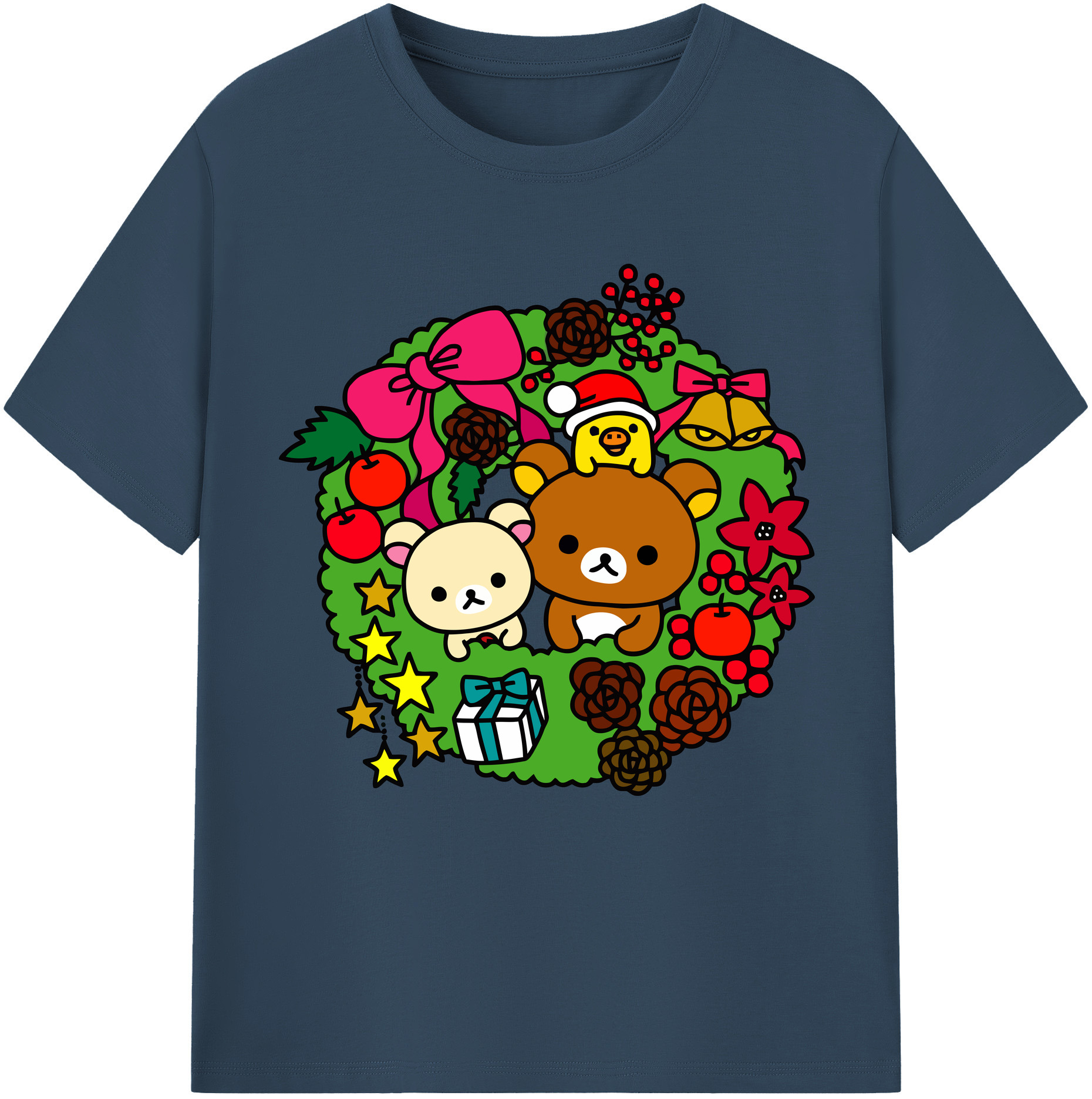 （画像用） リラックマ リラックマ キイロイトリ Rilakkuma Korilakkuma Kiiroitori 綿100％半袖Tシャツ（フロントプリント）