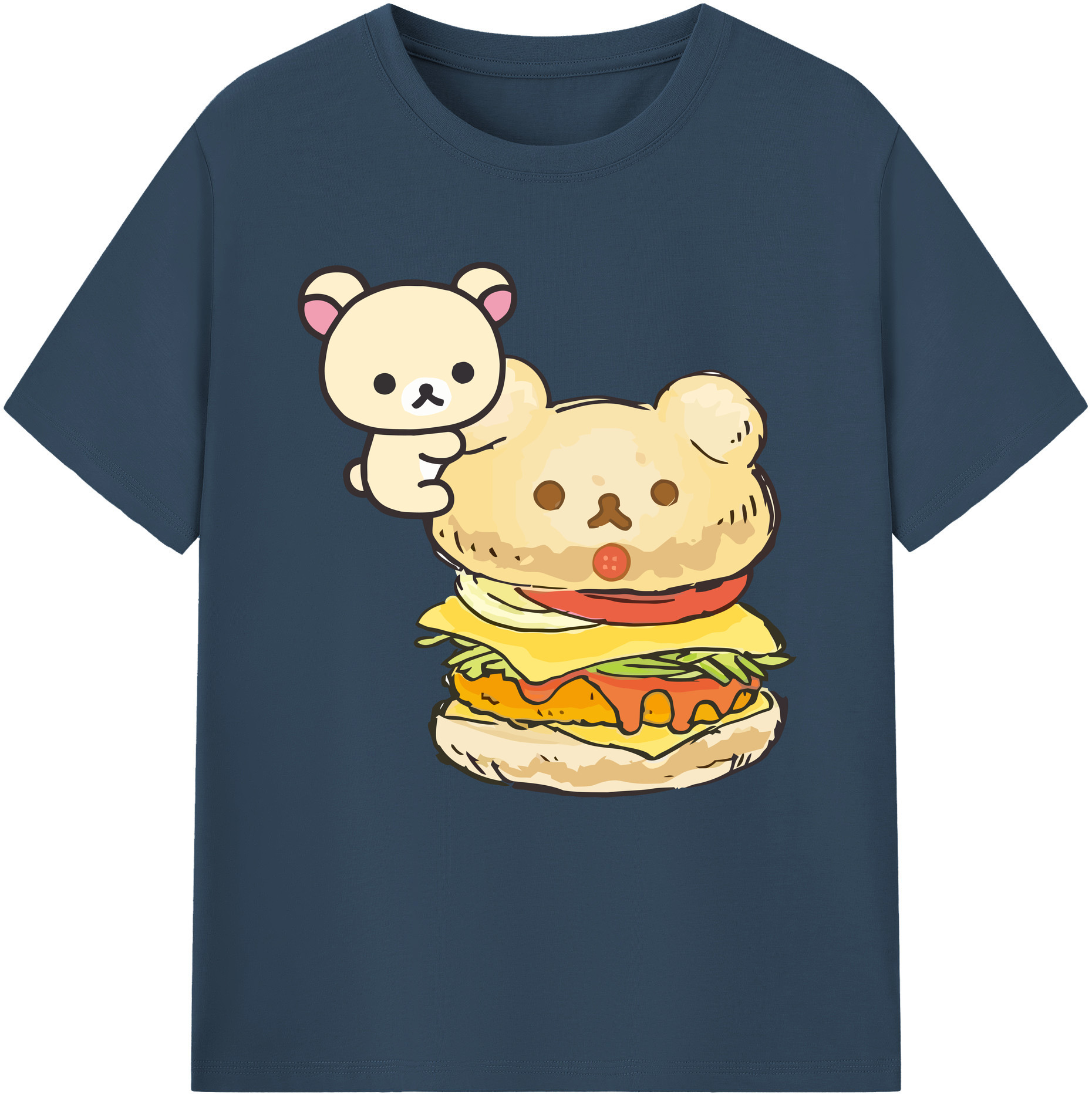 （画像用） リラックマ リラックマ キイロイトリ Rilakkuma Korilakkuma Kiiroitori 綿100％半袖Tシャツ（フロントプリント）