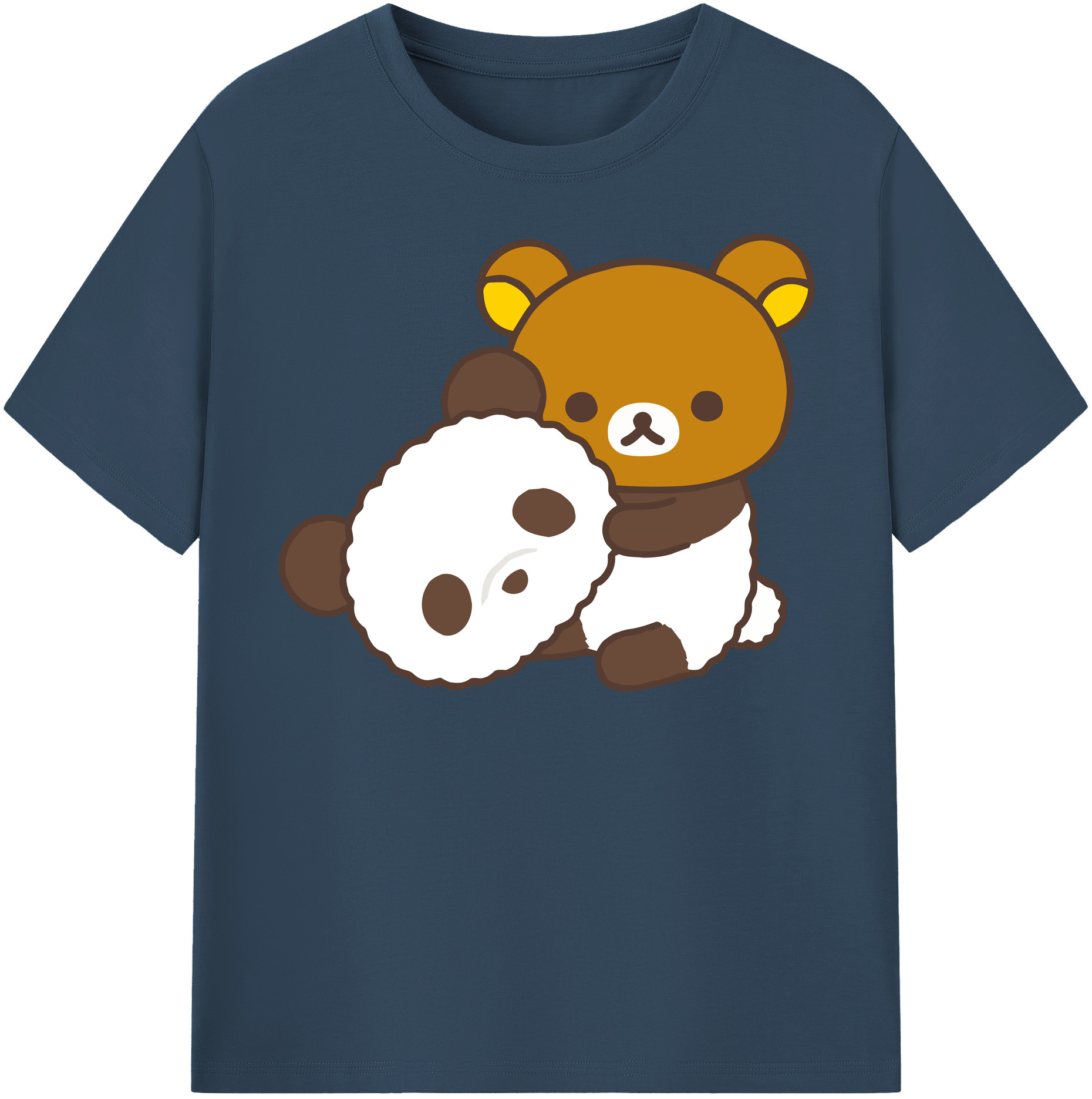 （画像用） リラックマ リラックマ キイロイトリ Rilakkuma Korilakkuma Kiiroitori 綿100％半袖Tシャツ（フロントプリント）