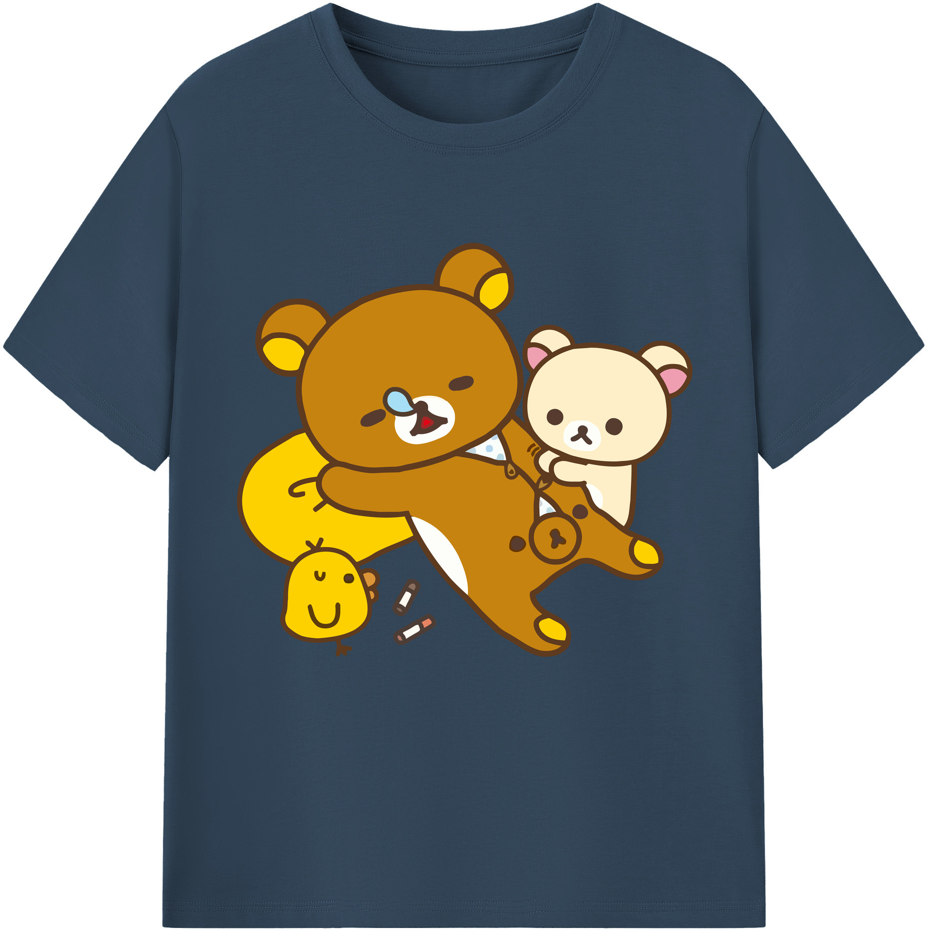（画像用） リラックマ リラックマ キイロイトリ Rilakkuma Korilakkuma Kiiroitori 綿100％半袖Tシャツ（フロントプリント）