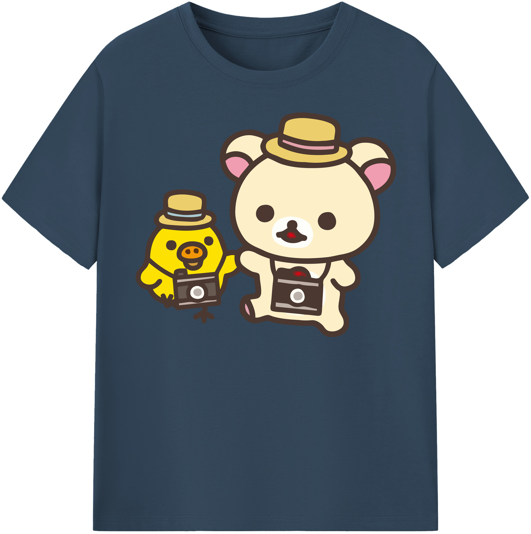 （画像用） リラックマ リラックマ キイロイトリ Rilakkuma Korilakkuma Kiiroitori 綿100％半袖Tシャツ（フロントプリント）