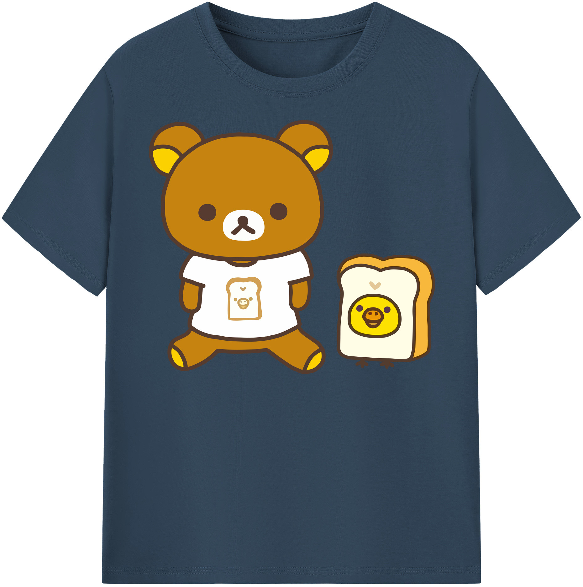 （画像用） リラックマ リラックマ キイロイトリ Rilakkuma Korilakkuma Kiiroitori 綿100％半袖Tシャツ（フロントプリント）