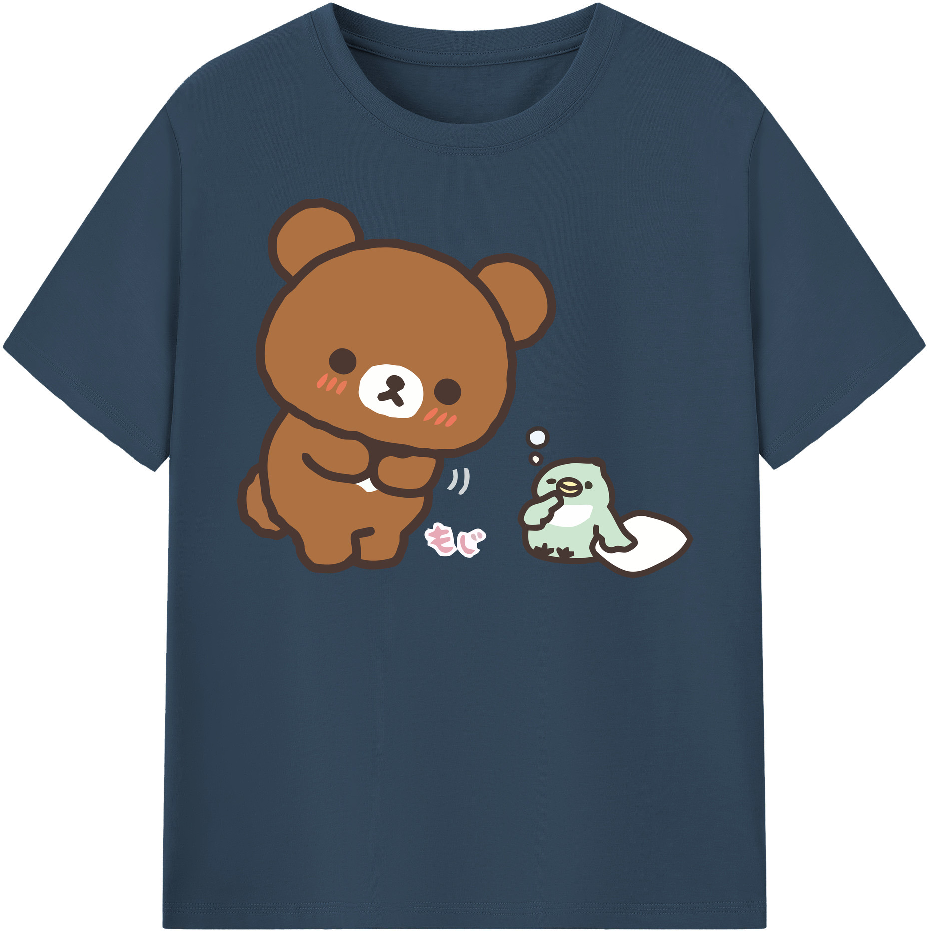 （画像用） リラックマ リラックマ キイロイトリ Rilakkuma Korilakkuma Kiiroitori 綿100％半袖Tシャツ（フロントプリント）