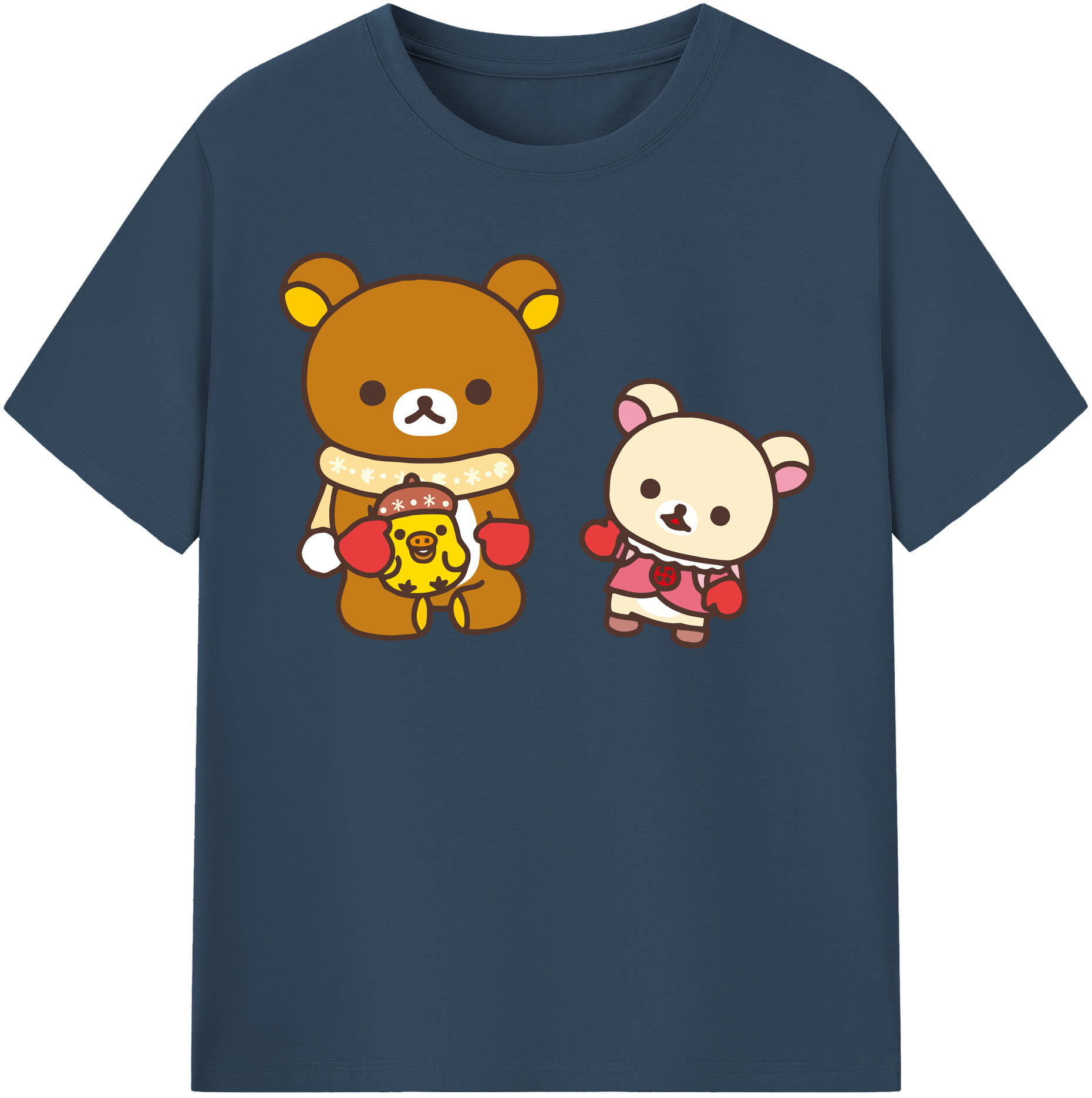 （画像用） リラックマ リラックマ キイロイトリ Rilakkuma Korilakkuma Kiiroitori 綿100％半袖Tシャツ（フロントプリント）