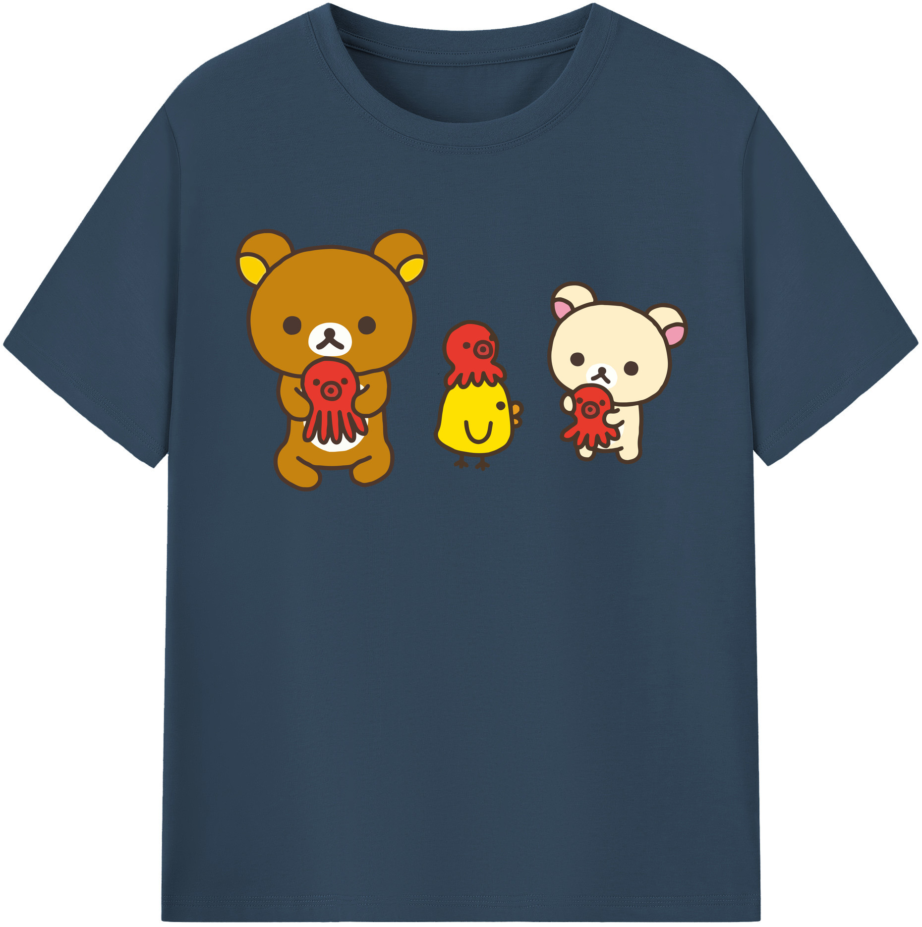 （画像用） リラックマ リラックマ キイロイトリ Rilakkuma Korilakkuma Kiiroitori 綿100％半袖Tシャツ（フロントプリント）