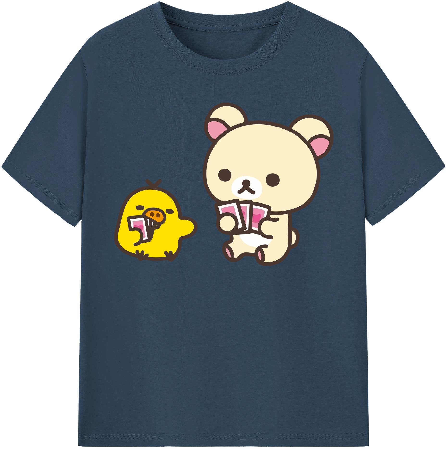 （画像用） リラックマ リラックマ キイロイトリ Rilakkuma Korilakkuma Kiiroitori 綿100％半袖Tシャツ（フロントプリント）