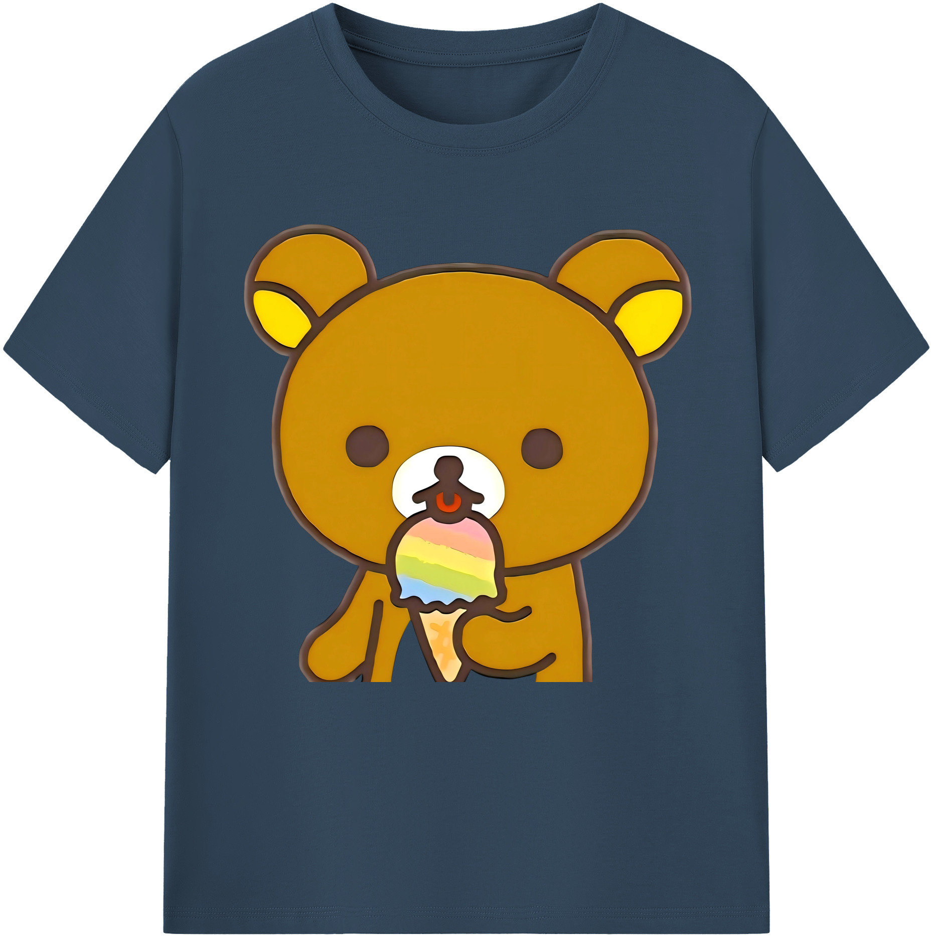 （画像用） リラックマ リラックマ キイロイトリ Rilakkuma Korilakkuma Kiiroitori 綿100％半袖Tシャツ（フロントプリント）