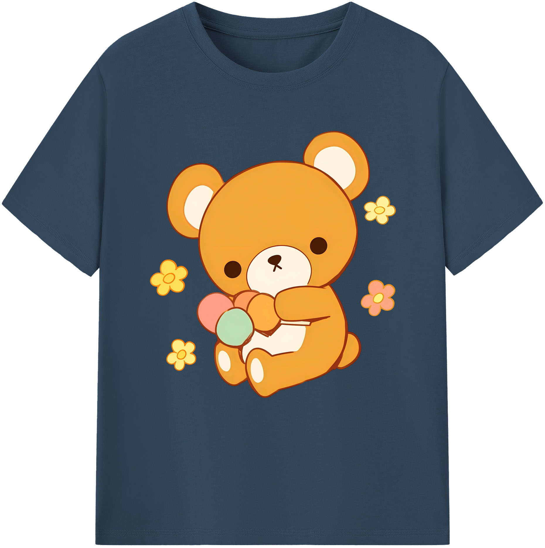 （画像用） リラックマ リラックマ キイロイトリ Rilakkuma Korilakkuma Kiiroitori 綿100％半袖Tシャツ（フロントプリント）