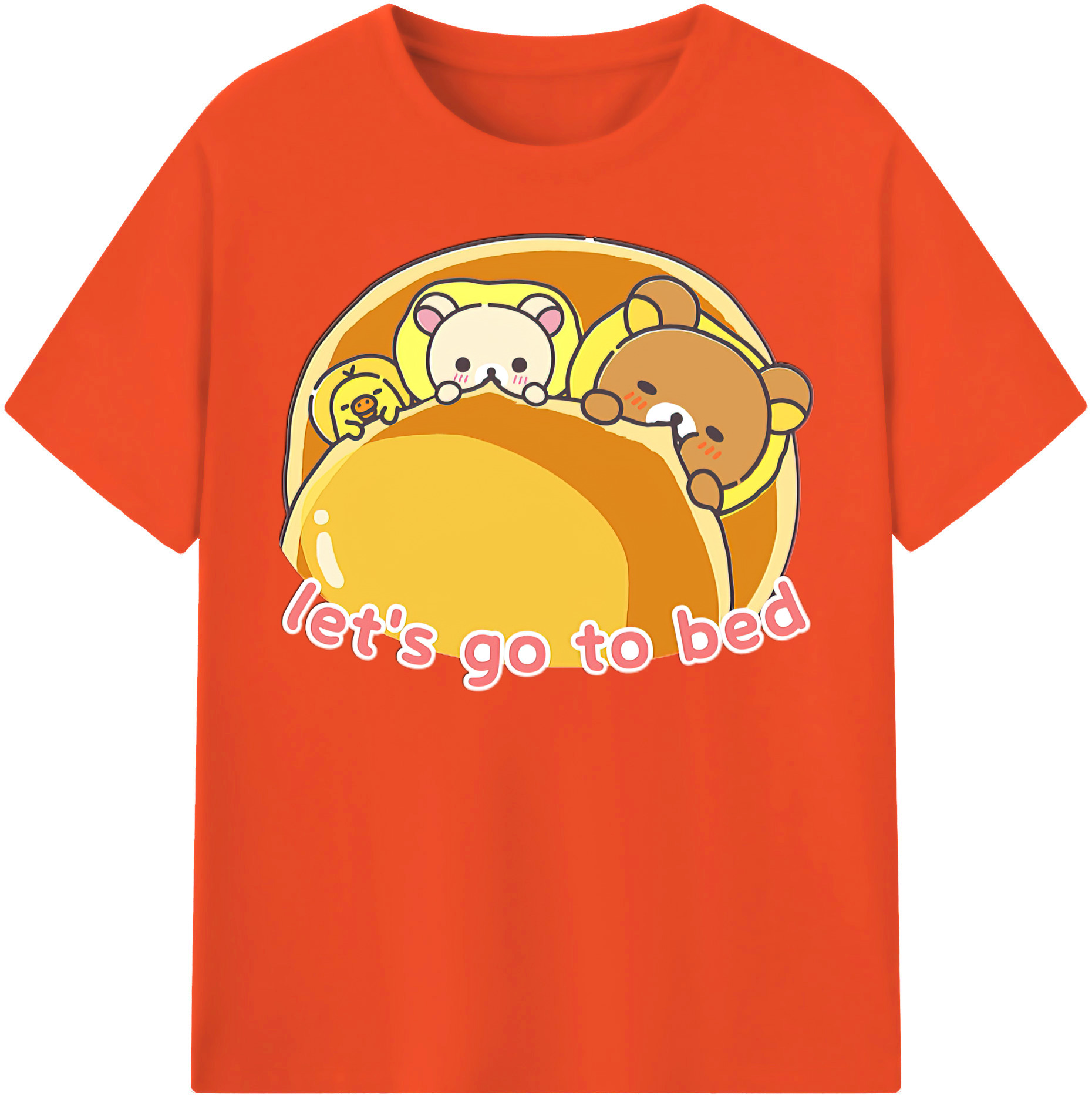 （画像用） リラックマ リラックマ キイロイトリ Rilakkuma Korilakkuma Kiiroitori 綿100％半袖Tシャツ（フロントプリント）