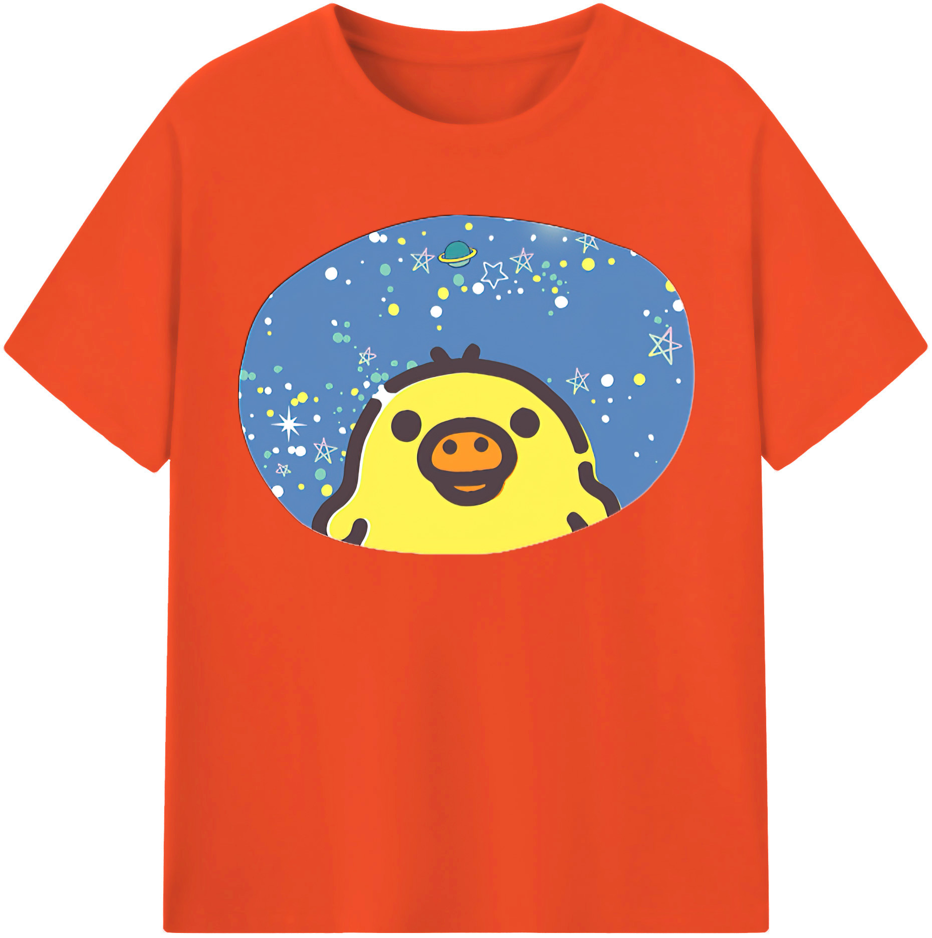 （画像用） リラックマ リラックマ キイロイトリ Rilakkuma Korilakkuma Kiiroitori 綿100％半袖Tシャツ（フロントプリント）