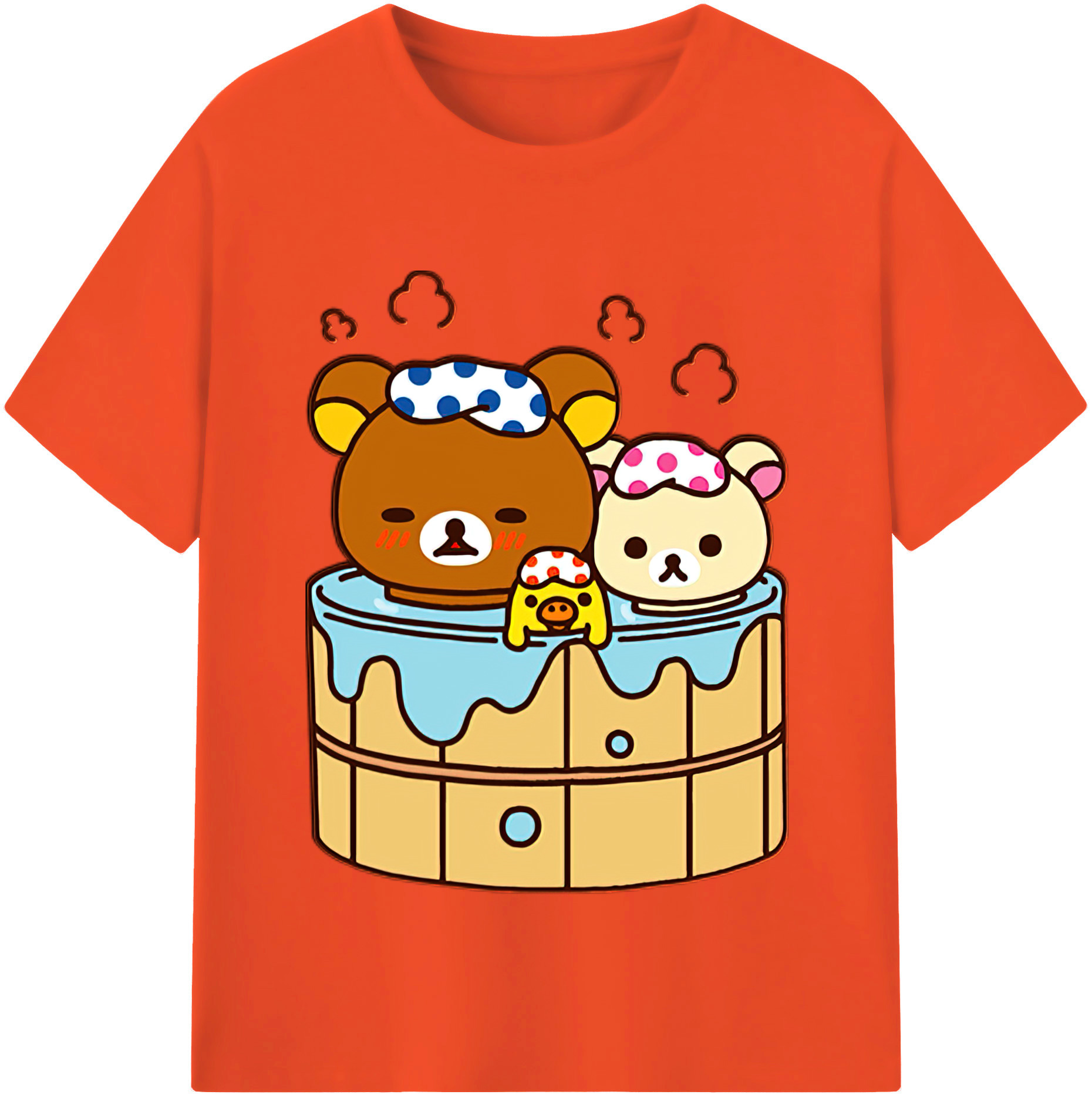 （画像用） リラックマ リラックマ キイロイトリ Rilakkuma Korilakkuma Kiiroitori 綿100％半袖Tシャツ（フロントプリント）