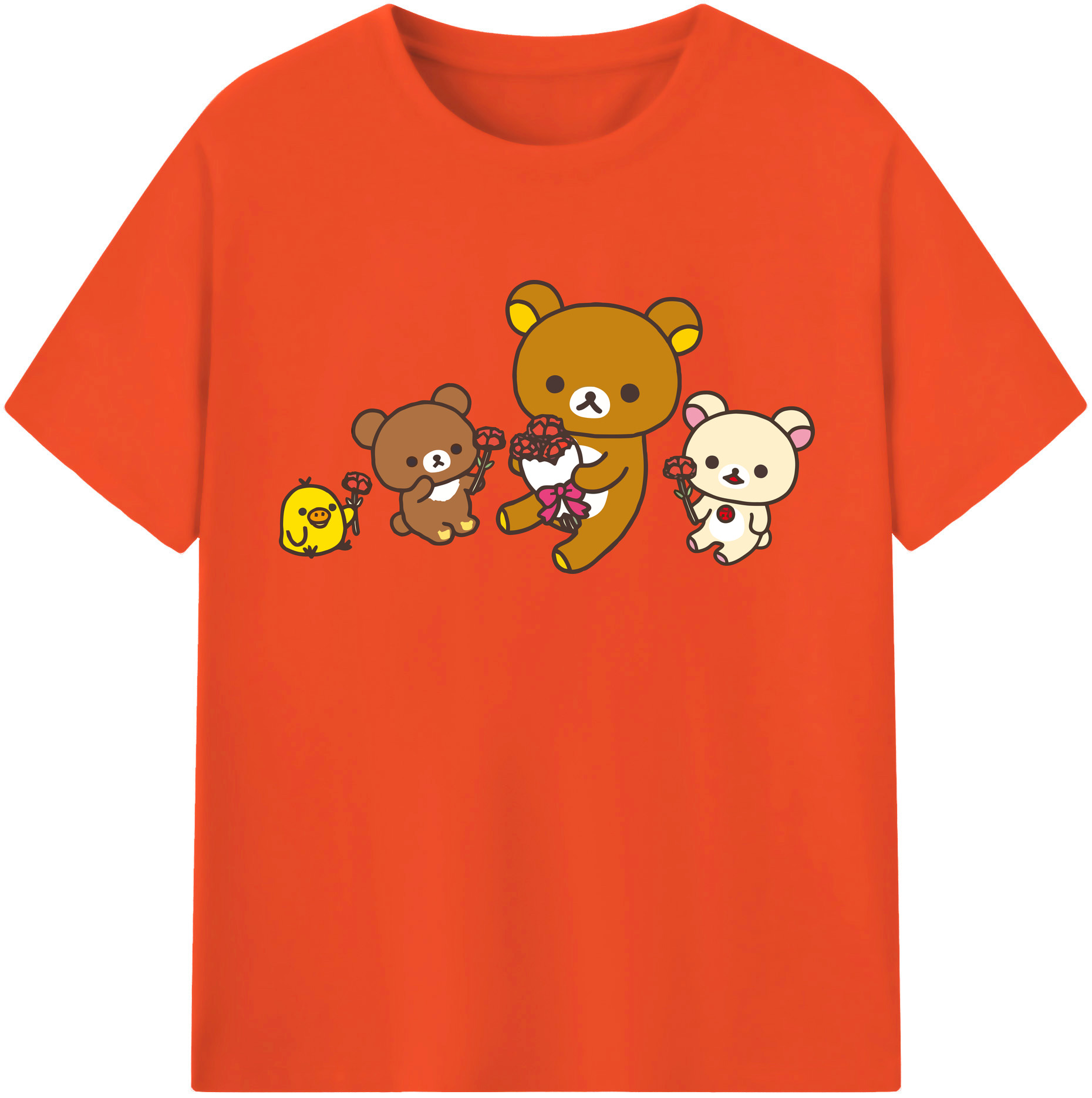 （画像用） リラックマ リラックマ キイロイトリ Rilakkuma Korilakkuma Kiiroitori 綿100％半袖Tシャツ（フロントプリント）