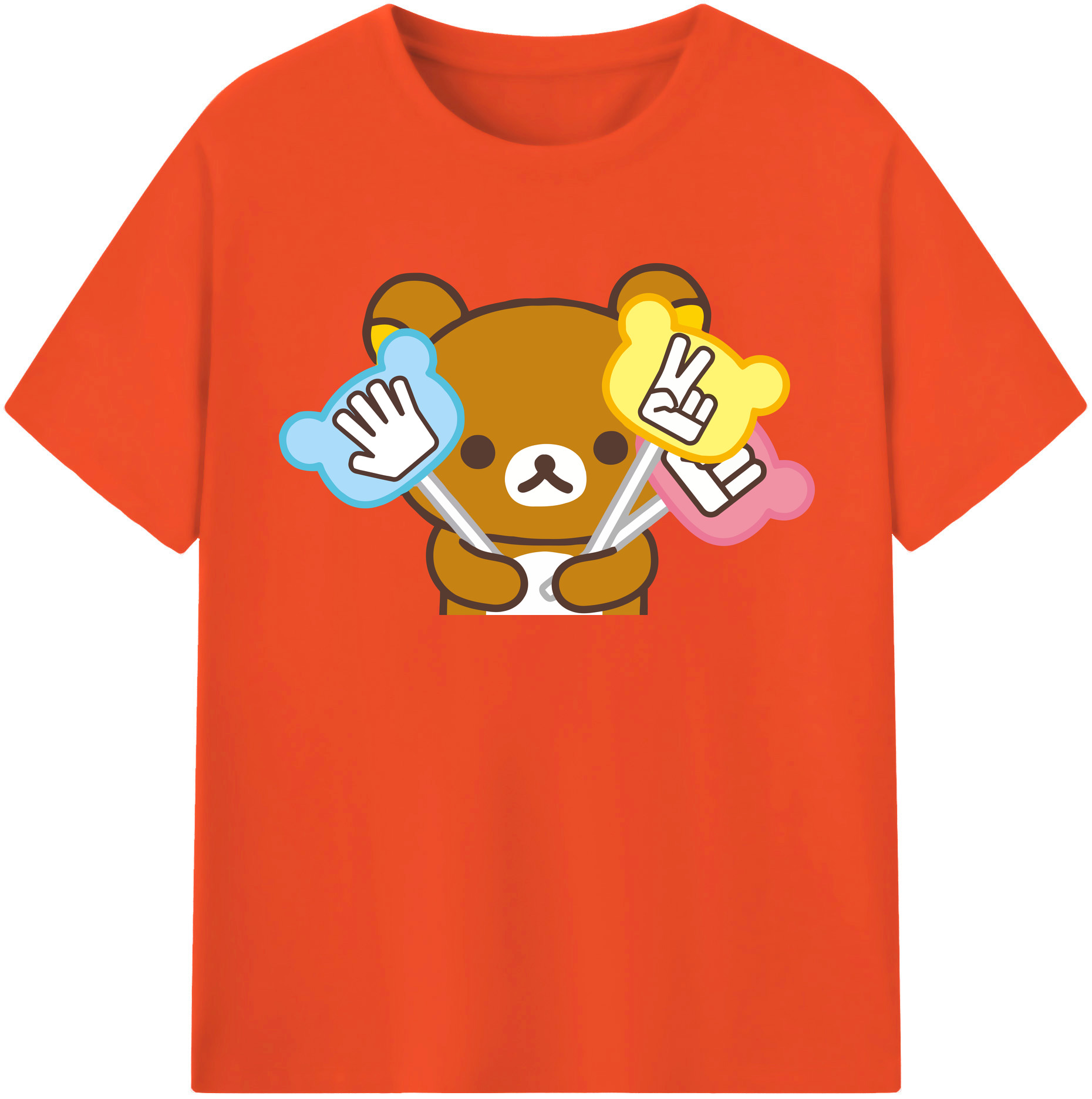 （画像用） リラックマ リラックマ キイロイトリ Rilakkuma Korilakkuma Kiiroitori 綿100％半袖Tシャツ（フロントプリント）