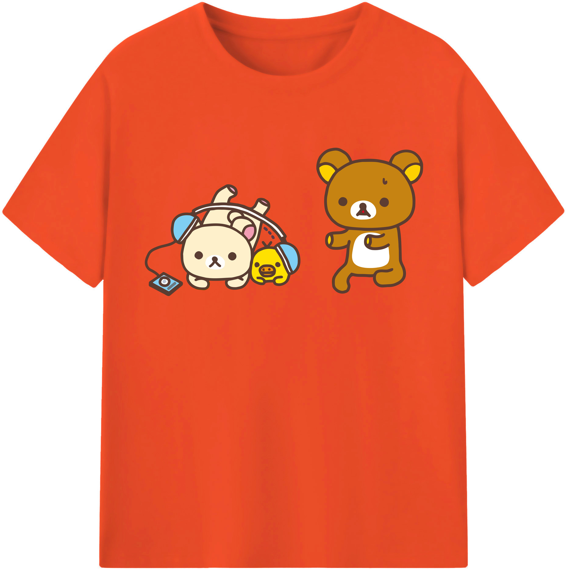 （画像用） リラックマ リラックマ キイロイトリ Rilakkuma Korilakkuma Kiiroitori 綿100％半袖Tシャツ（フロントプリント）