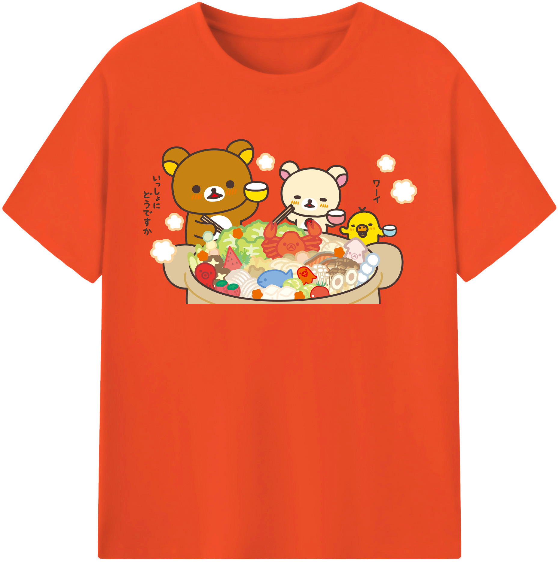 （画像用） リラックマ リラックマ キイロイトリ Rilakkuma Korilakkuma Kiiroitori 綿100％半袖Tシャツ（フロントプリント）