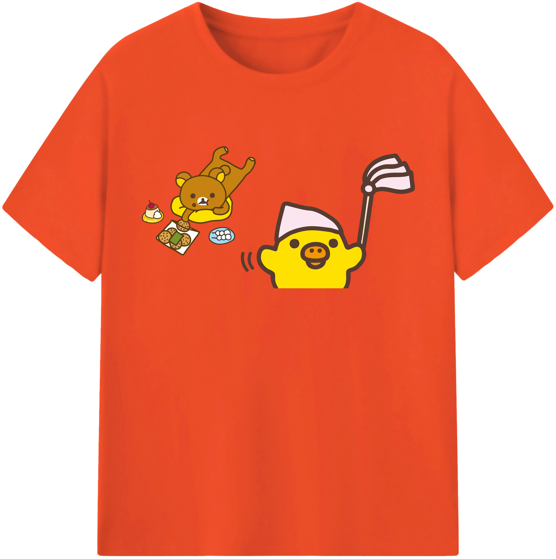 （画像用） リラックマ リラックマ キイロイトリ Rilakkuma Korilakkuma Kiiroitori 綿100％半袖Tシャツ（フロントプリント）