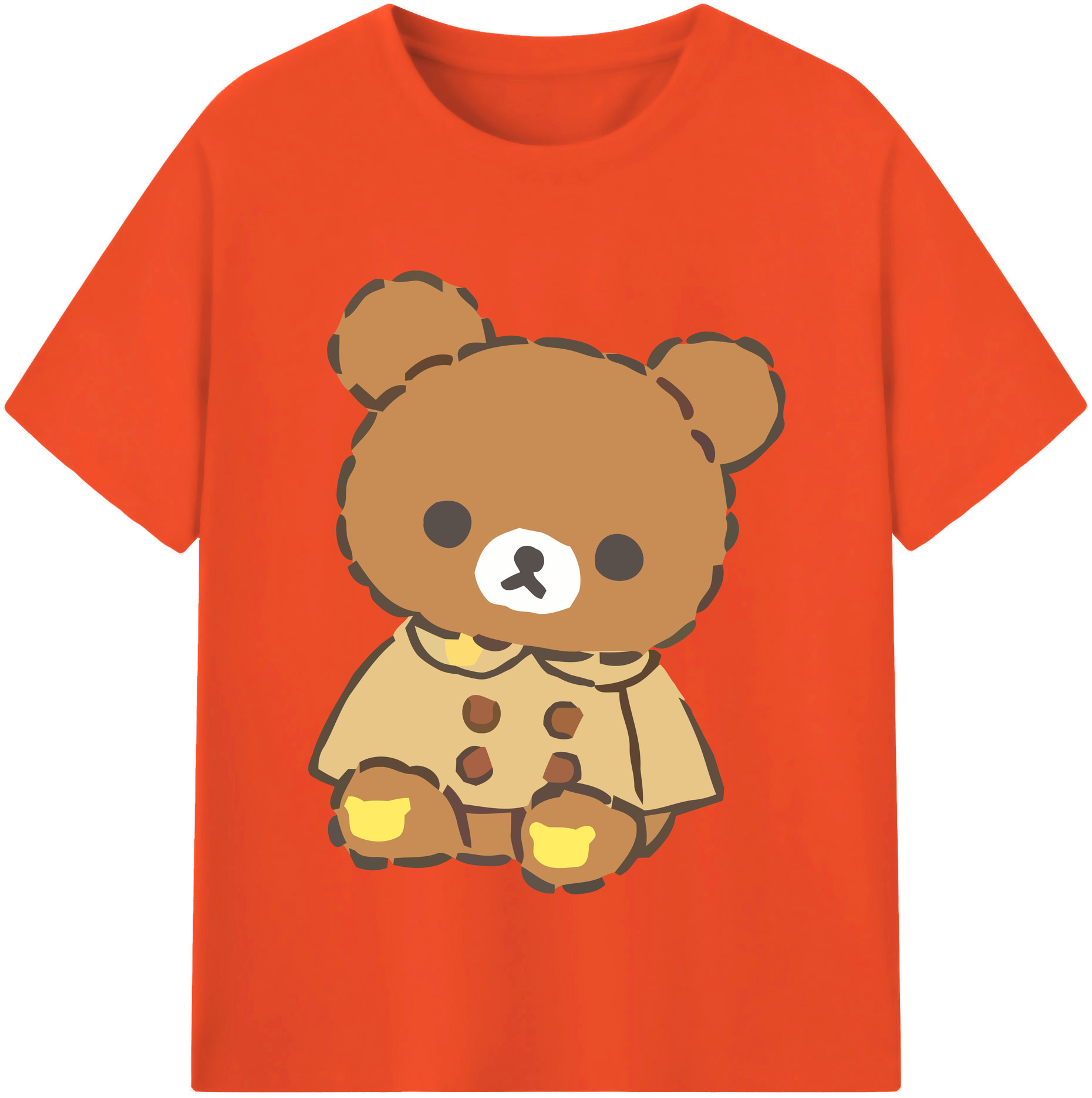 （画像用） リラックマ リラックマ キイロイトリ Rilakkuma Korilakkuma Kiiroitori 綿100％半袖Tシャツ（フロントプリント）
