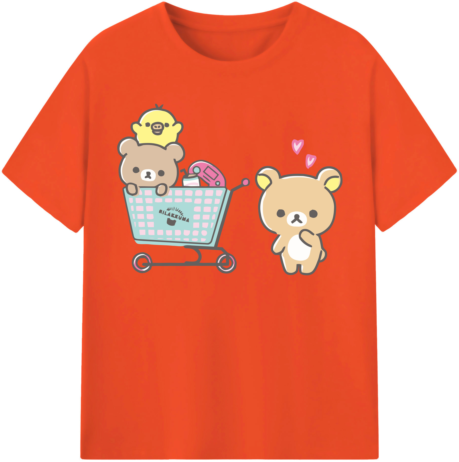 （画像用） リラックマ リラックマ キイロイトリ Rilakkuma Korilakkuma Kiiroitori 綿100％半袖Tシャツ（フロントプリント）