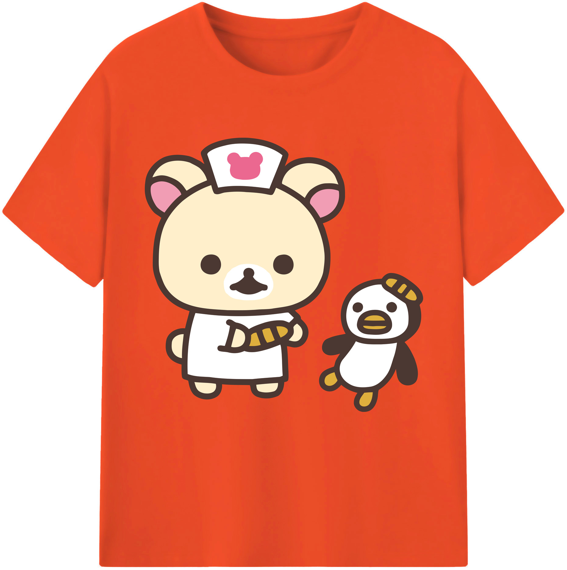 （画像用） リラックマ リラックマ キイロイトリ Rilakkuma Korilakkuma Kiiroitori 綿100％半袖Tシャツ（フロントプリント）