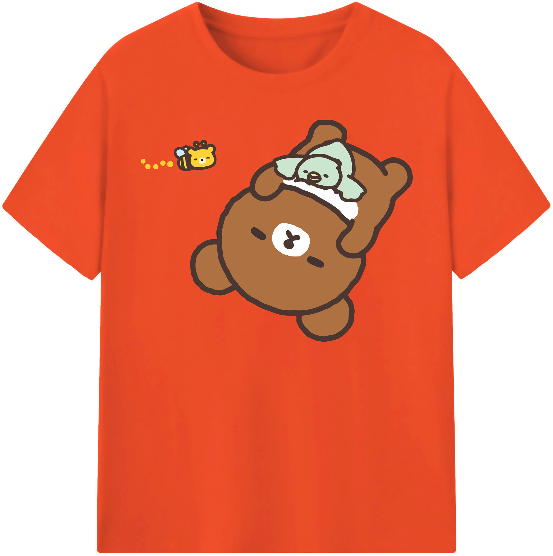 （画像用） リラックマ リラックマ キイロイトリ Rilakkuma Korilakkuma Kiiroitori 綿100％半袖Tシャツ（フロントプリント）