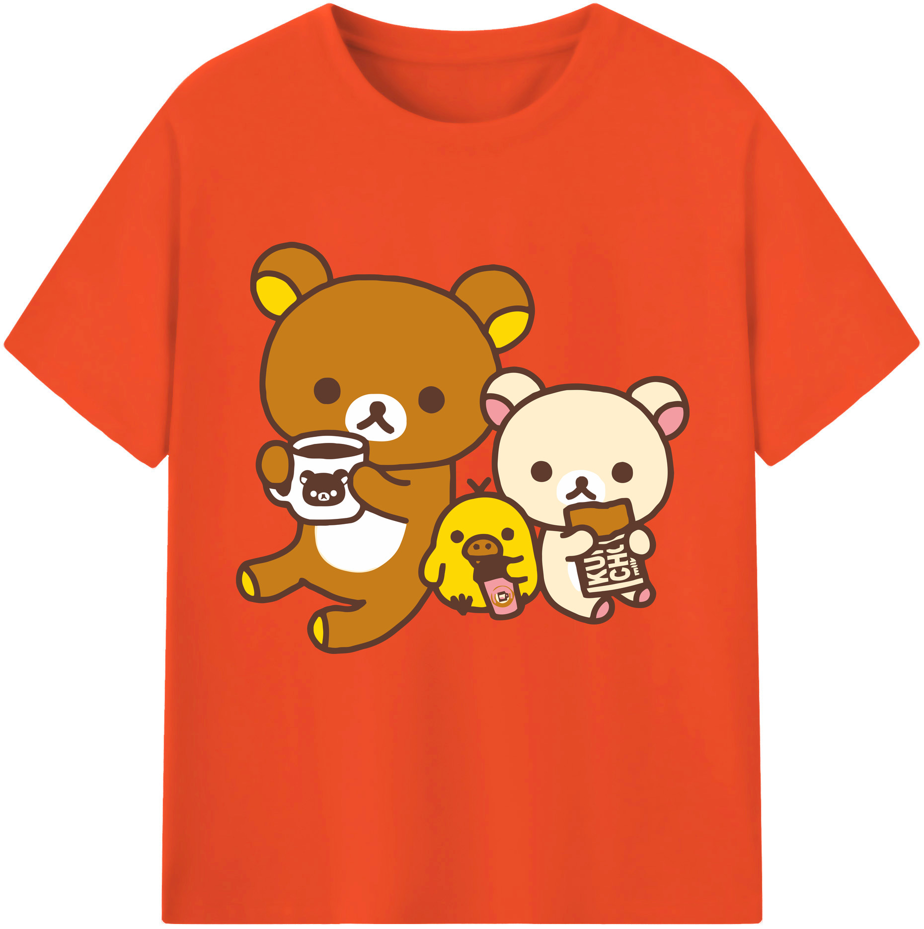 （画像用） リラックマ リラックマ キイロイトリ Rilakkuma Korilakkuma Kiiroitori 綿100％半袖Tシャツ（フロントプリント）