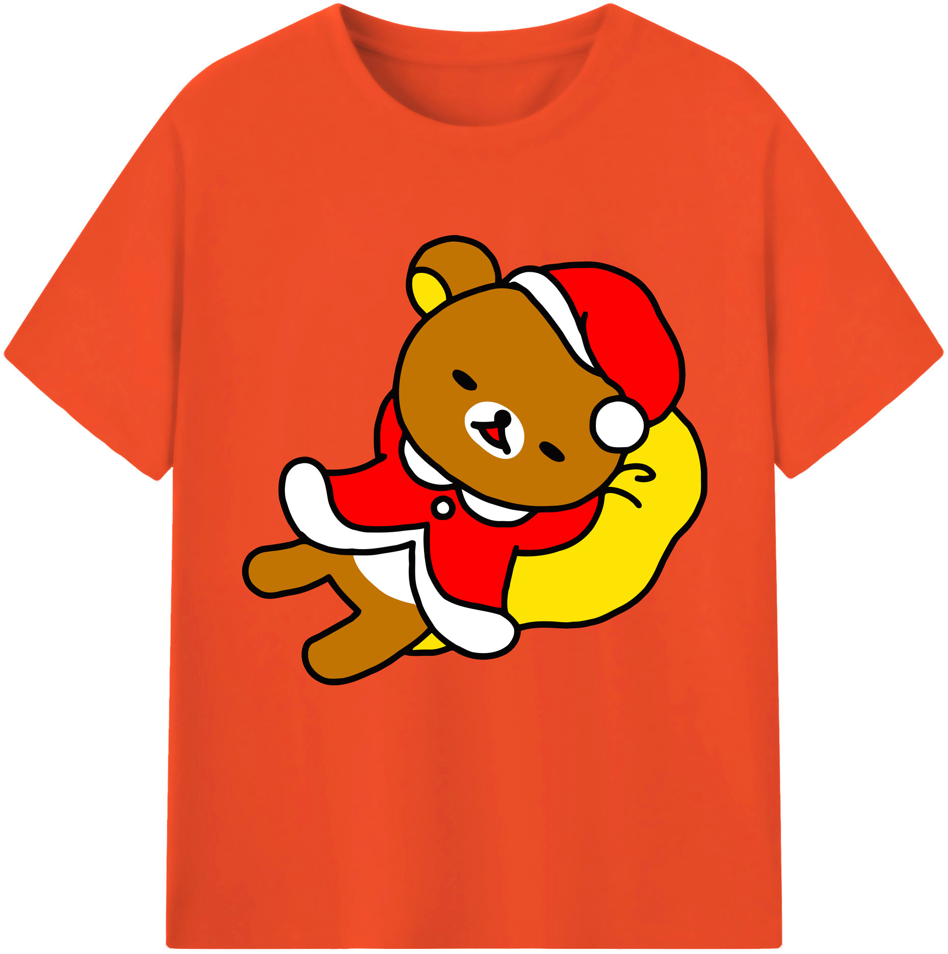 （画像用） リラックマ リラックマ キイロイトリ Rilakkuma Korilakkuma Kiiroitori 綿100％半袖Tシャツ（フロントプリント）