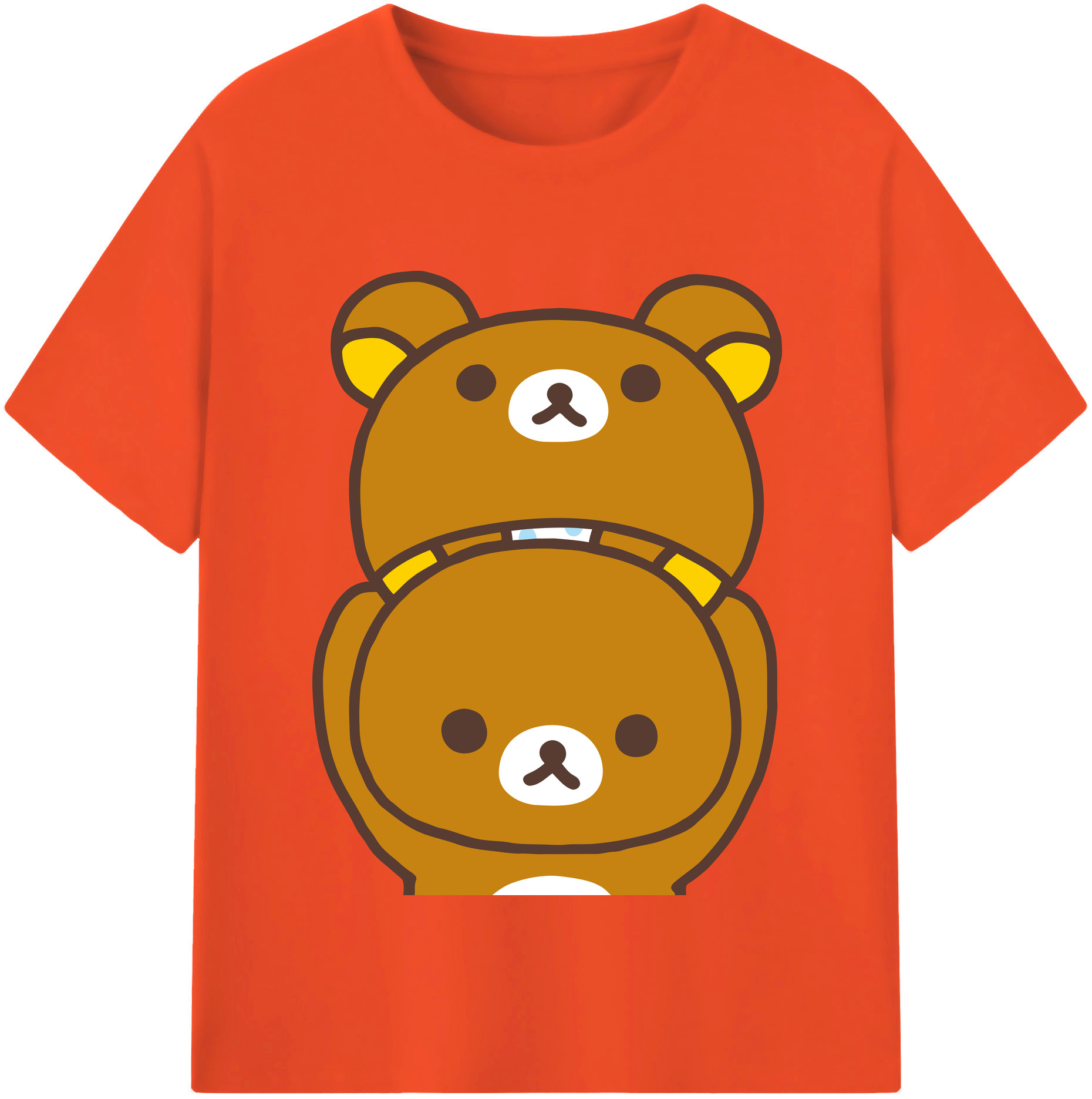 （画像用） リラックマ リラックマ キイロイトリ Rilakkuma Korilakkuma Kiiroitori 綿100％半袖Tシャツ（フロントプリント）