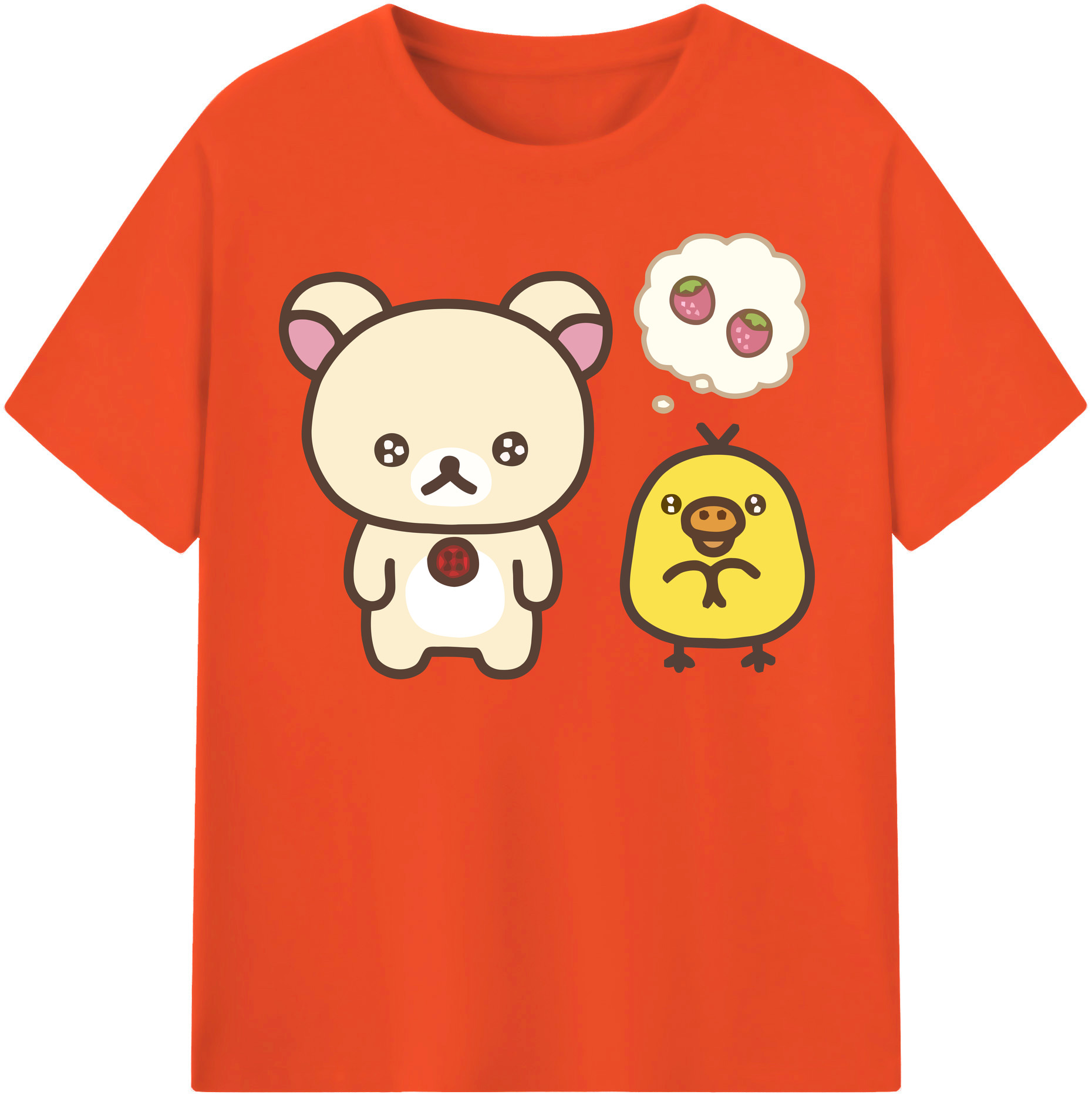 （画像用） リラックマ リラックマ キイロイトリ Rilakkuma Korilakkuma Kiiroitori 綿100％半袖Tシャツ（フロントプリント）